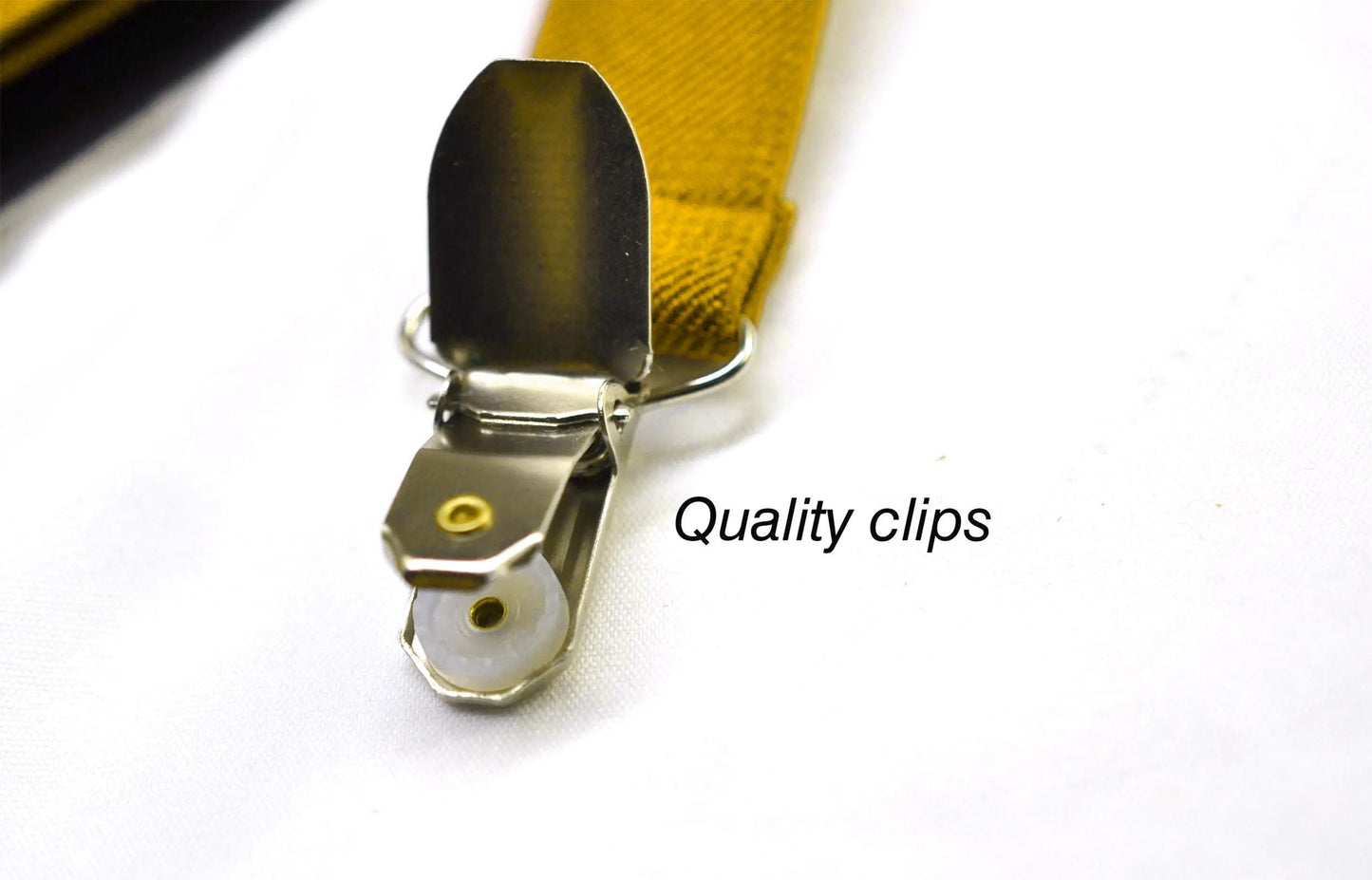 Bright Yellow 25MM Elastic Y-Back Suspenders Braces Quality Silver Clips Men Adult / Youth Teenage/ Kids Boy /Toddler Baby Infant