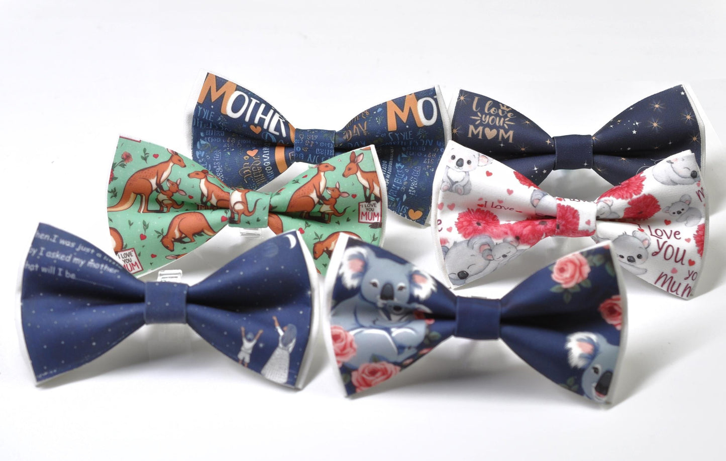 Happy Mothers day Koala Kangaroo Carnations Pattern Bow tie Bowtie for Men Adult / Youth Teenage / Boy Kids / Toddler Baby Infant