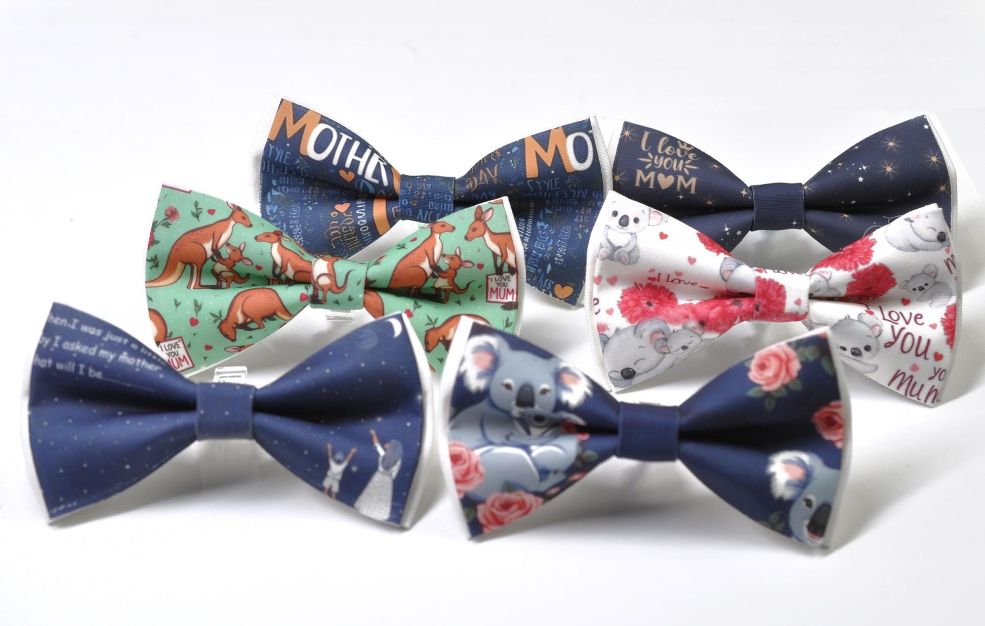 Happy Mothers day Koala Kangaroo Carnations Pattern Bow tie Bowtie for Men Adult / Youth Teenage / Boy Kids / Toddler Baby Infant