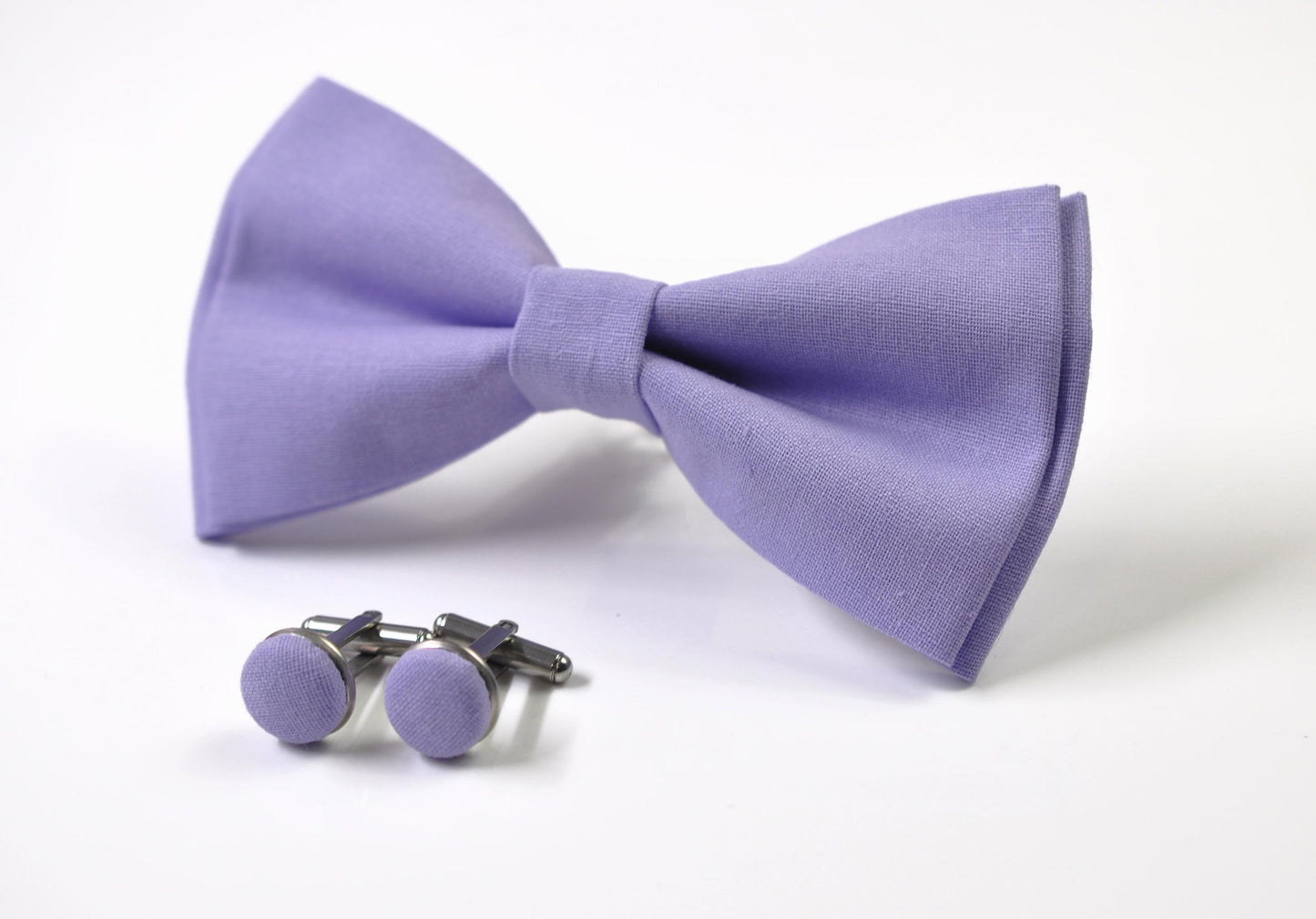 Lilac Purple Cotton Bow tie Bowtie + Cufflinks for Men Adult / Youth Teenage / Boy Kids / Toddler Baby Infant