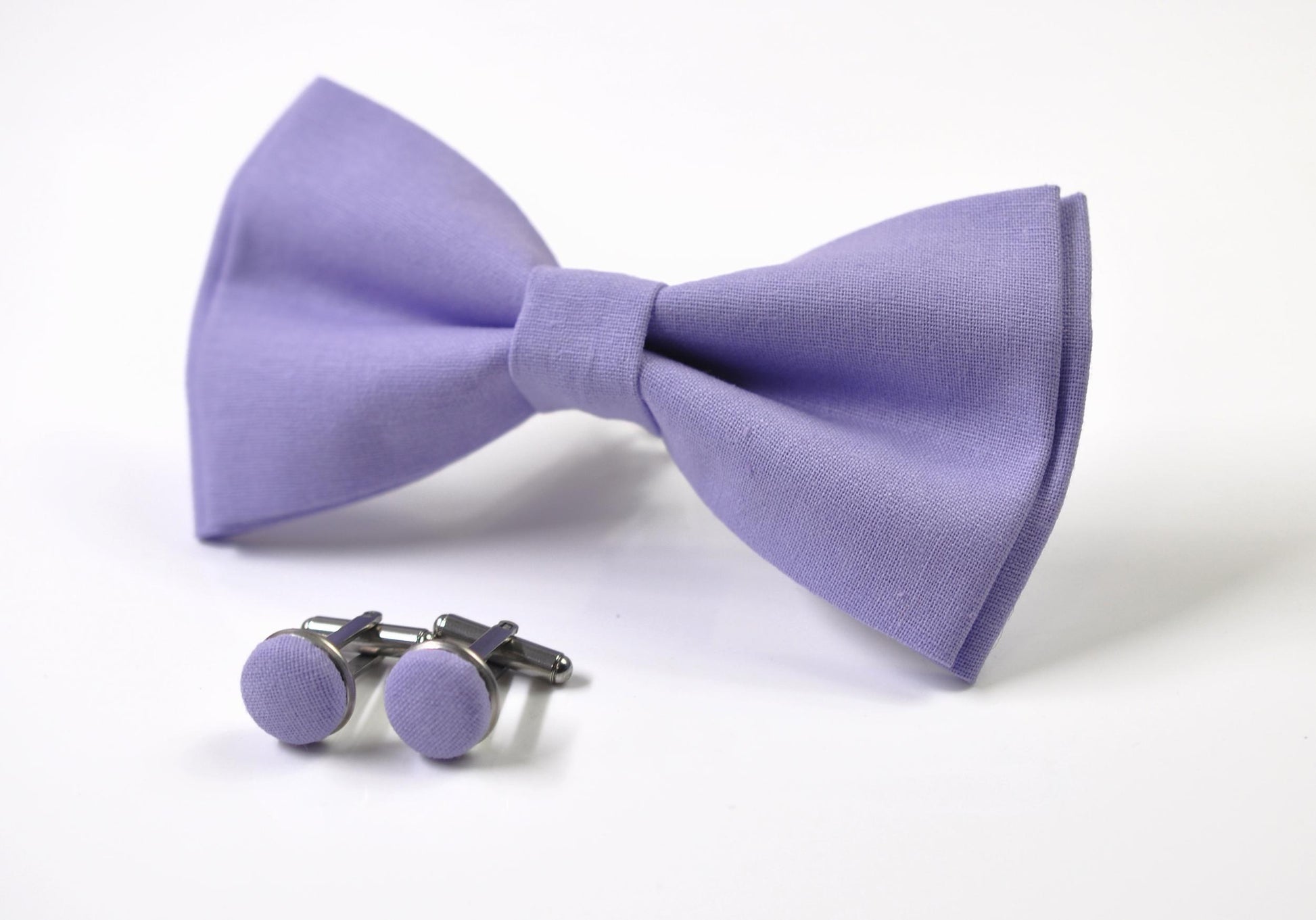 Lilac Purple Cotton Bow tie Bowtie + Cufflinks for Men Adult / Youth Teenage / Boy Kids / Toddler Baby Infant