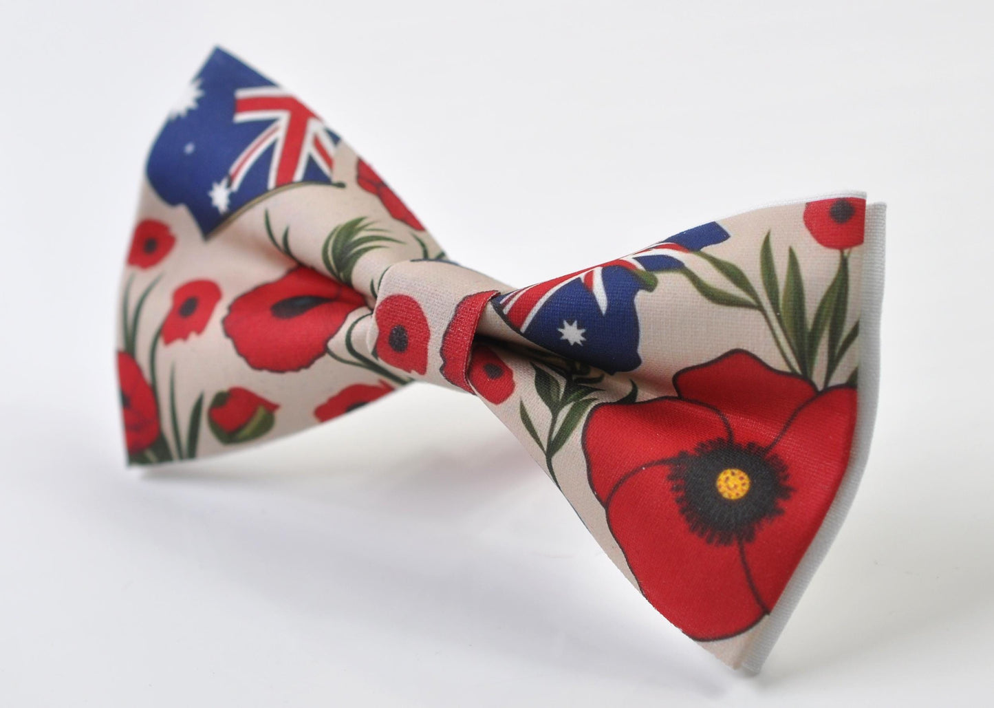 Anzac Day Australia Flag Poppy Cotton Bow tie + Wine Red Elastic Suspenders Braces for Men / Youth Teenage / Boy Kids / Baby Infant Todler