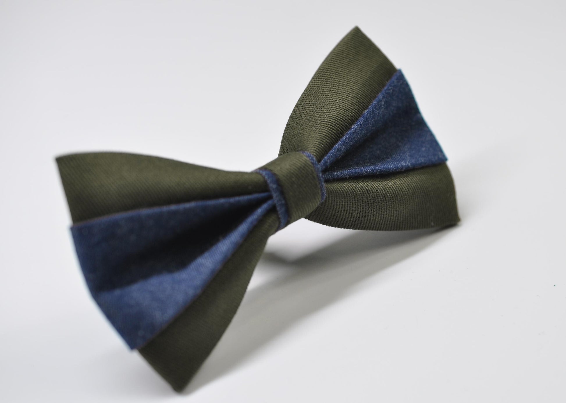 Army Olive Green Cotton and Navy Denim Pre tied Bow tie Bowtie for Men Adult / Youth Teenage / Boy Kids / Baby Infant