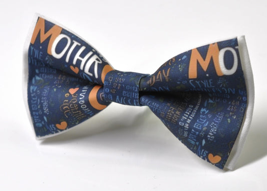 Happy Mothers day Word Cloud Navy Blue Carnations Pattern Bow tie Bowtie for Men Adult / Youth Teenage / Boy Kids / Toddler Baby Infant