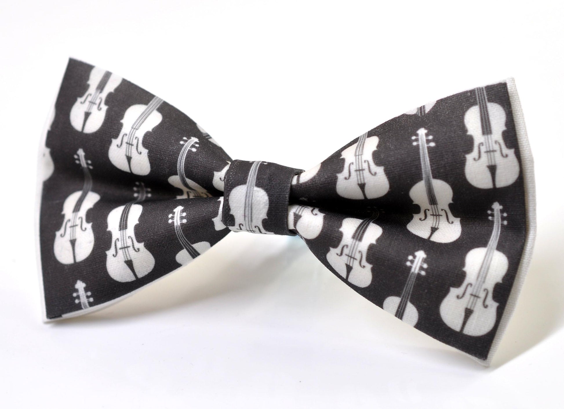 Black White Cotton Music Violin Bow Tie + Black Tan Suspenders Braces for Men / Youth Teenage / Boy Kids / Baby Infant Toddler