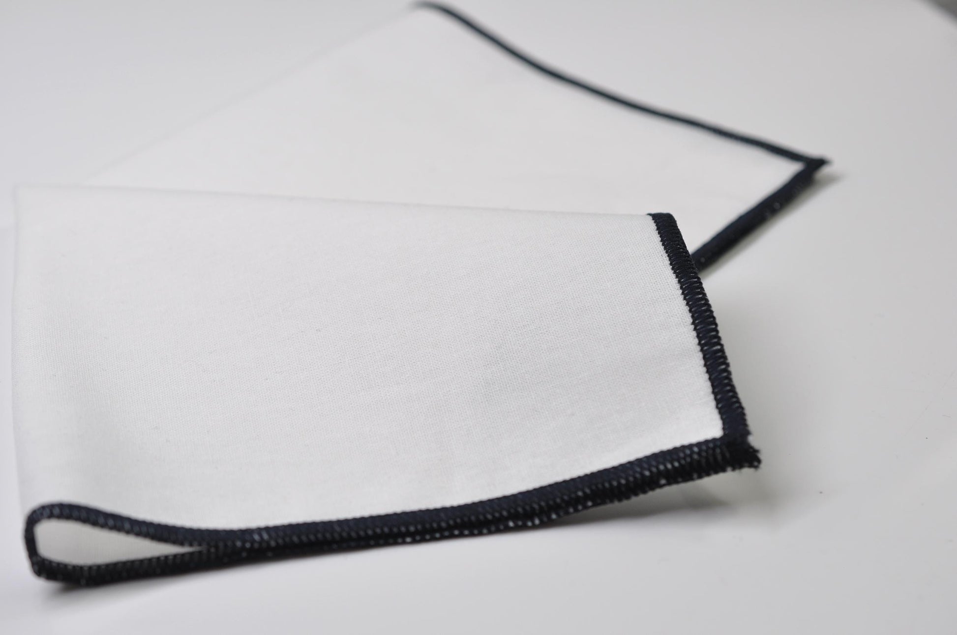 White and Midnight Dark Navy Blue Cotton Hanky Handkerchief for Men / Youth / Boy Kids / Baby Infant Toddler