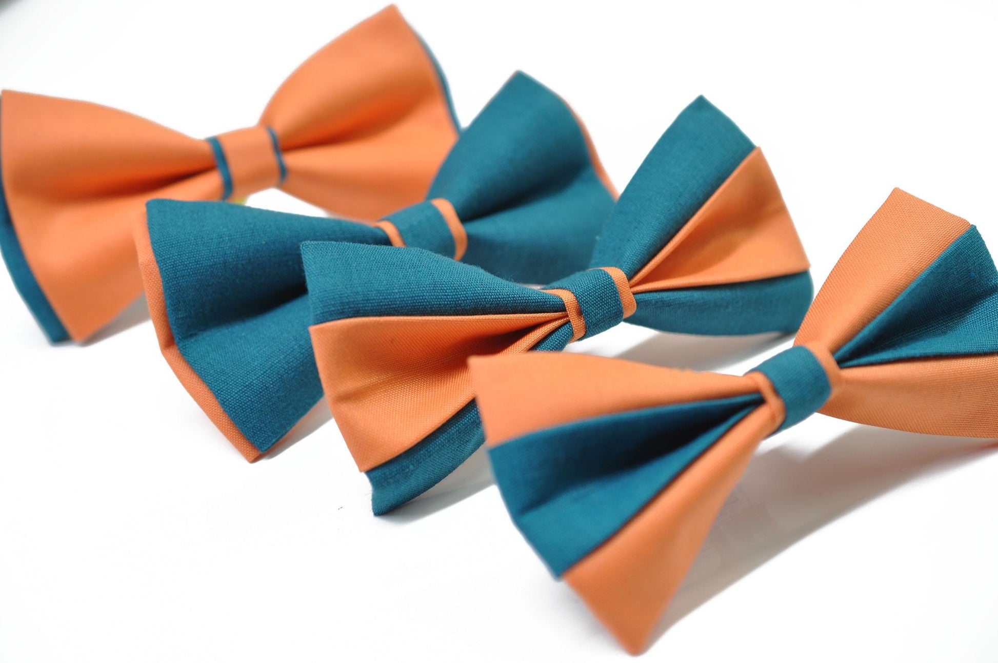 Teal Blue Coral Orange Cotton Pre tied Bow tie Bowtie for Men Adult / Youth Teenage / Boy Kids / Baby Infant