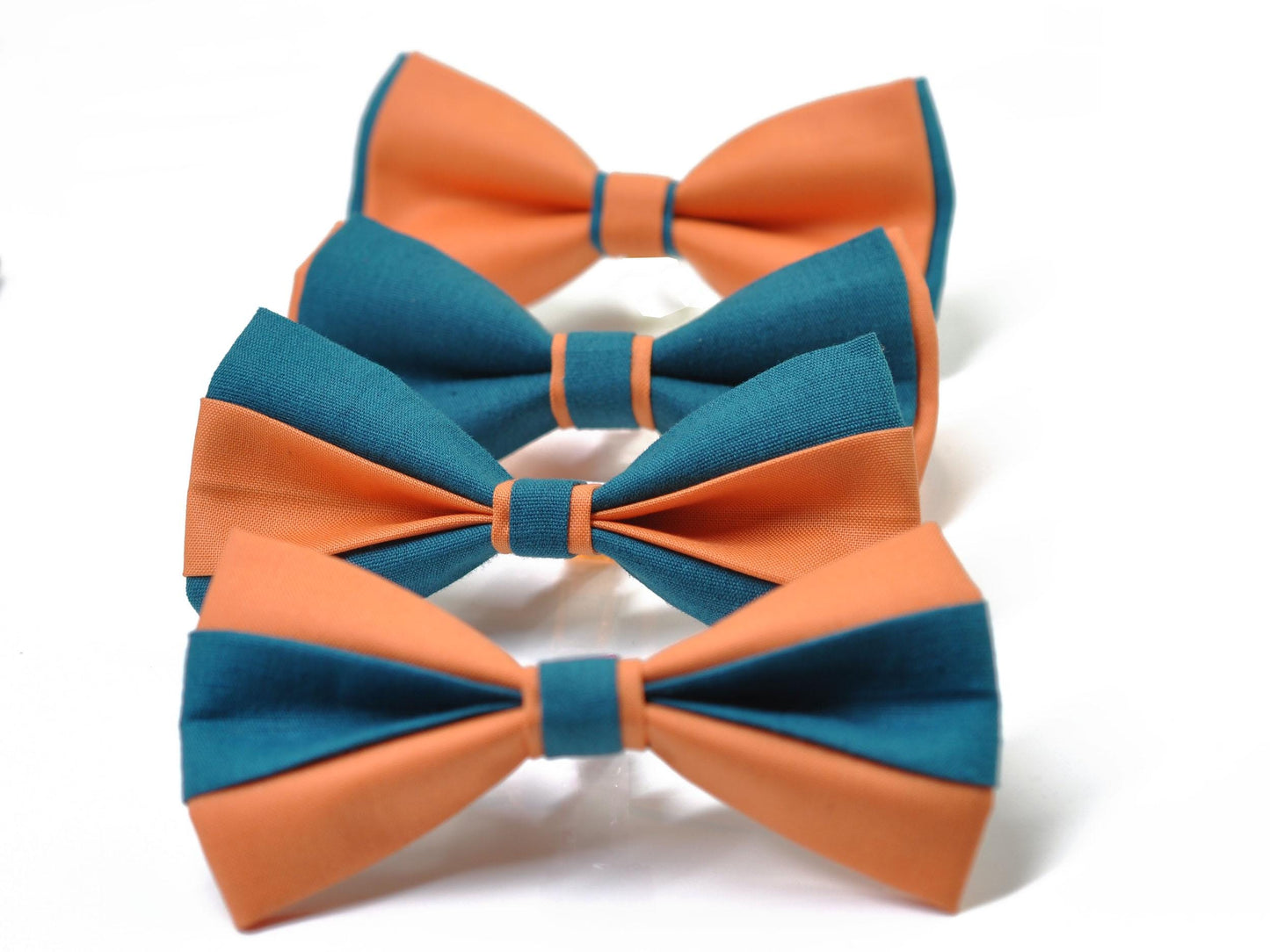 Teal Blue Coral Orange Cotton Pre tied Bow tie Bowtie for Men Adult / Youth Teenage / Boy Kids / Baby Infant