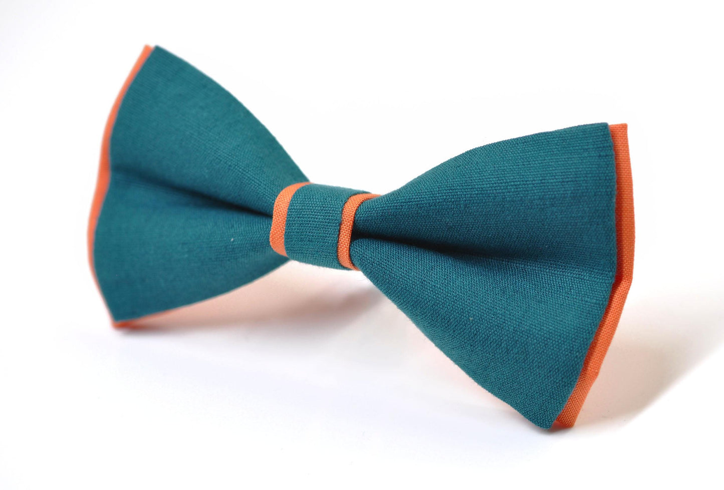 Coral Orange Teal Blue Cotton Bow tie Bowtie + Teal Blue Elastic Suspenders Braces for Men / Youth/ Boys Kids / Baby Infant Toddler