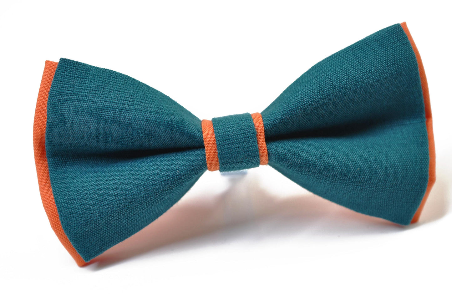 Coral Orange Teal Blue Cotton Bow tie Bowtie + Teal Blue Elastic Suspenders Braces for Men / Youth/ Boys Kids / Baby Infant Toddler