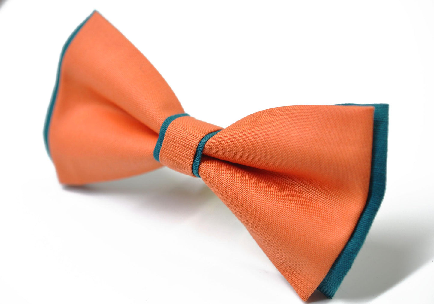 Coral Orange Teal Blue Cotton Bow tie Bowtie + Teal Blue Elastic Suspenders Braces for Men / Youth/ Boys Kids / Baby Infant Toddler