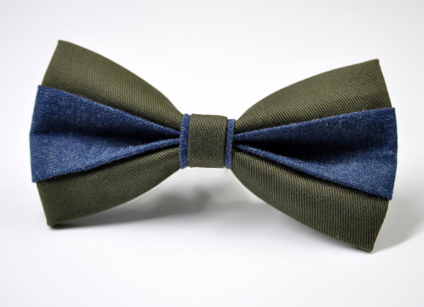 Army Olive Green Cotton and Navy Denim Pre tied Bow tie Bowtie for Men Adult / Youth Teenage / Boy Kids / Baby Infant