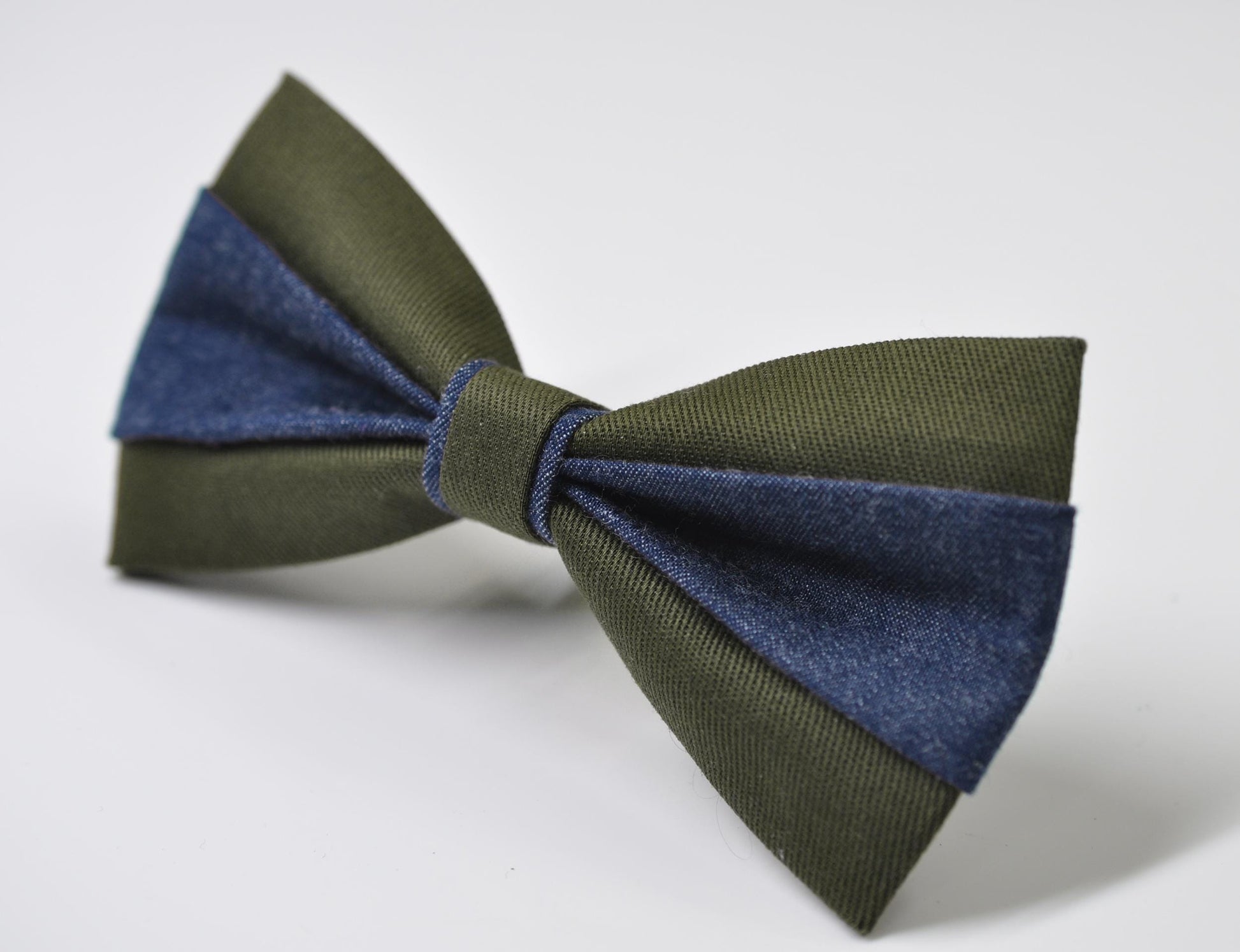 Army Olive Green Cotton and Navy Denim Pre tied Bow tie Bowtie for Men Adult / Youth Teenage / Boy Kids / Baby Infant