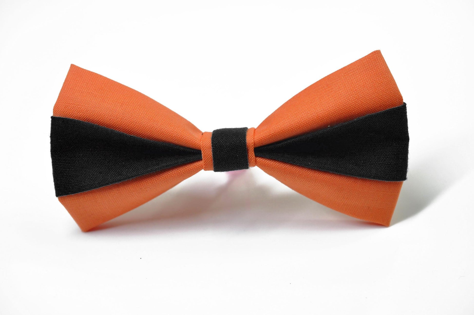 Coral Orange Black Cotton Bow tie Bowtie + Black Elastic Suspenders Braces for Men / Youth/ Boys Kids / Baby Infant Toddler
