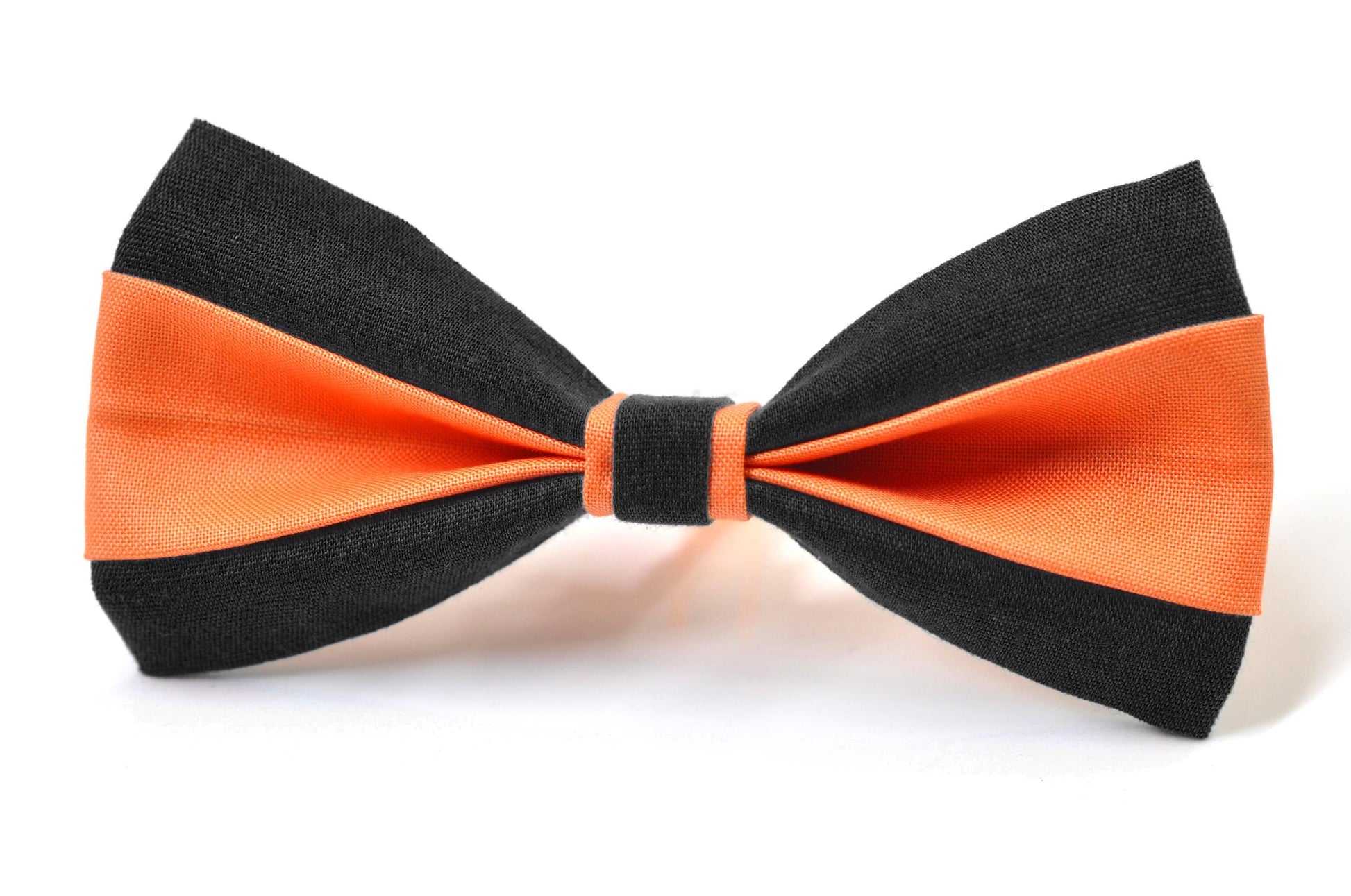 Coral Orange Black Cotton Bow tie Bowtie + Black Elastic Suspenders Braces for Men / Youth/ Boys Kids / Baby Infant Toddler