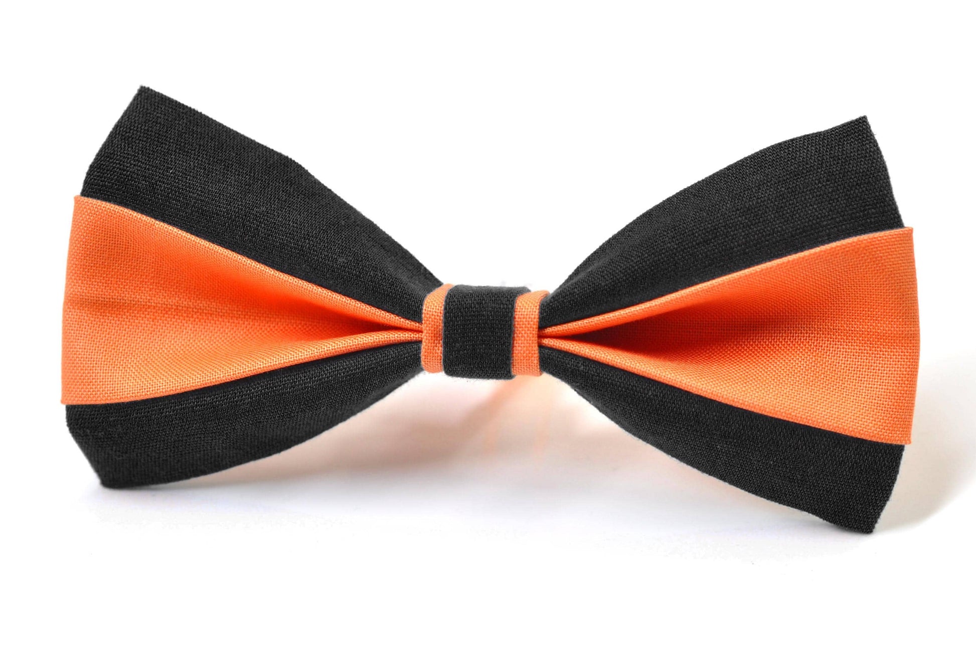 Coral Orange Black Cotton Bow tie Bowtie + Black Elastic Suspenders Braces for Men / Youth/ Boys Kids / Baby Infant Toddler