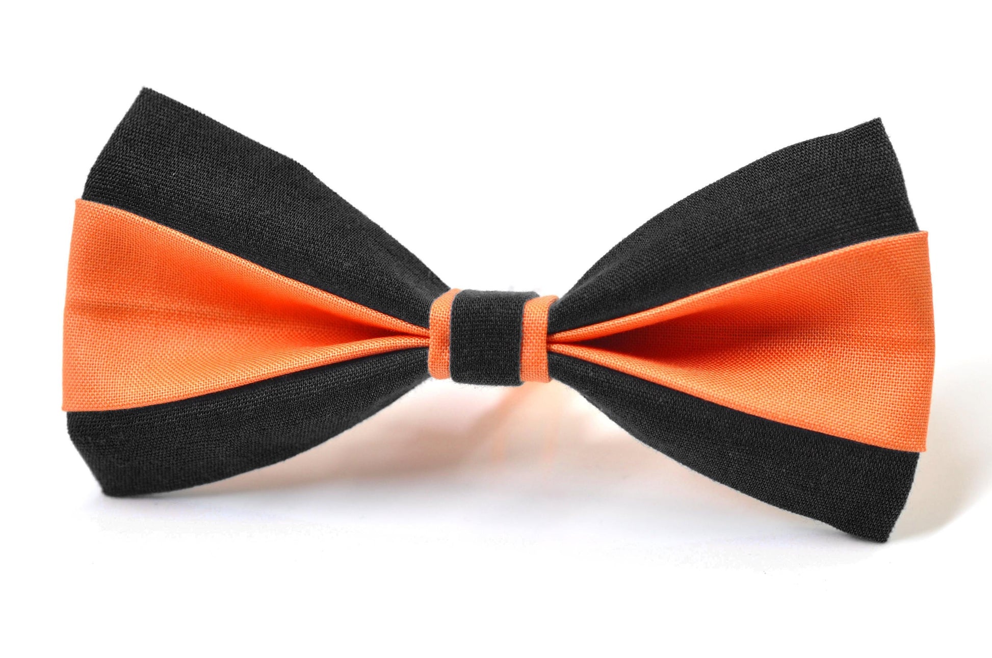 Coral Orange Black Cotton Bow tie Bowtie + Black Elastic Suspenders Braces for Men / Youth/ Boys Kids / Baby Infant Toddler