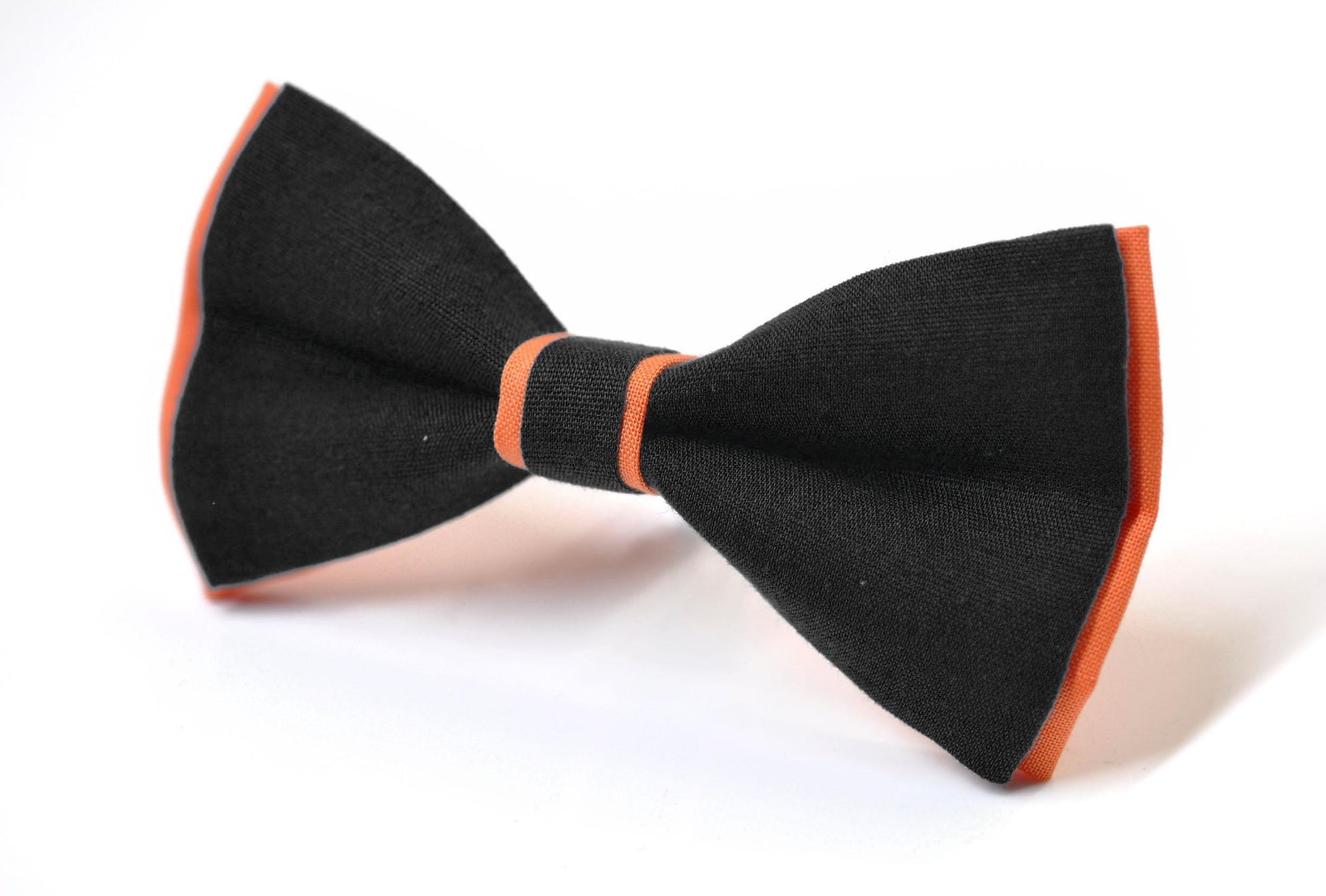 Coral Orange Black Cotton Bow tie Bowtie + Teal Blue Elastic Suspenders Braces for Men / Youth/ Boys Kids / Baby Infant Toddler