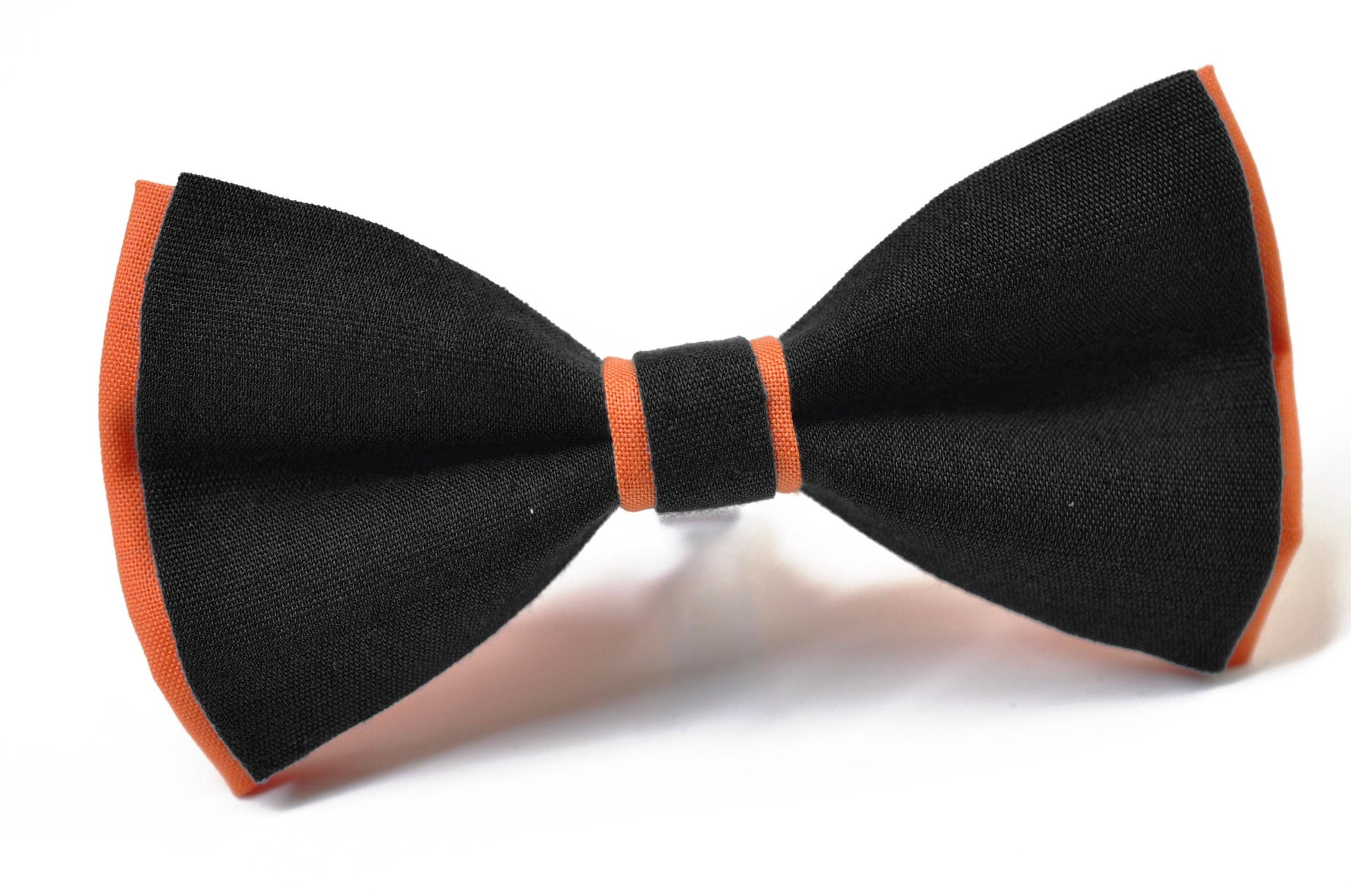 Coral Orange Black Cotton Bow tie Bowtie + Teal Blue Elastic Suspenders Braces for Men / Youth/ Boys Kids / Baby Infant Toddler