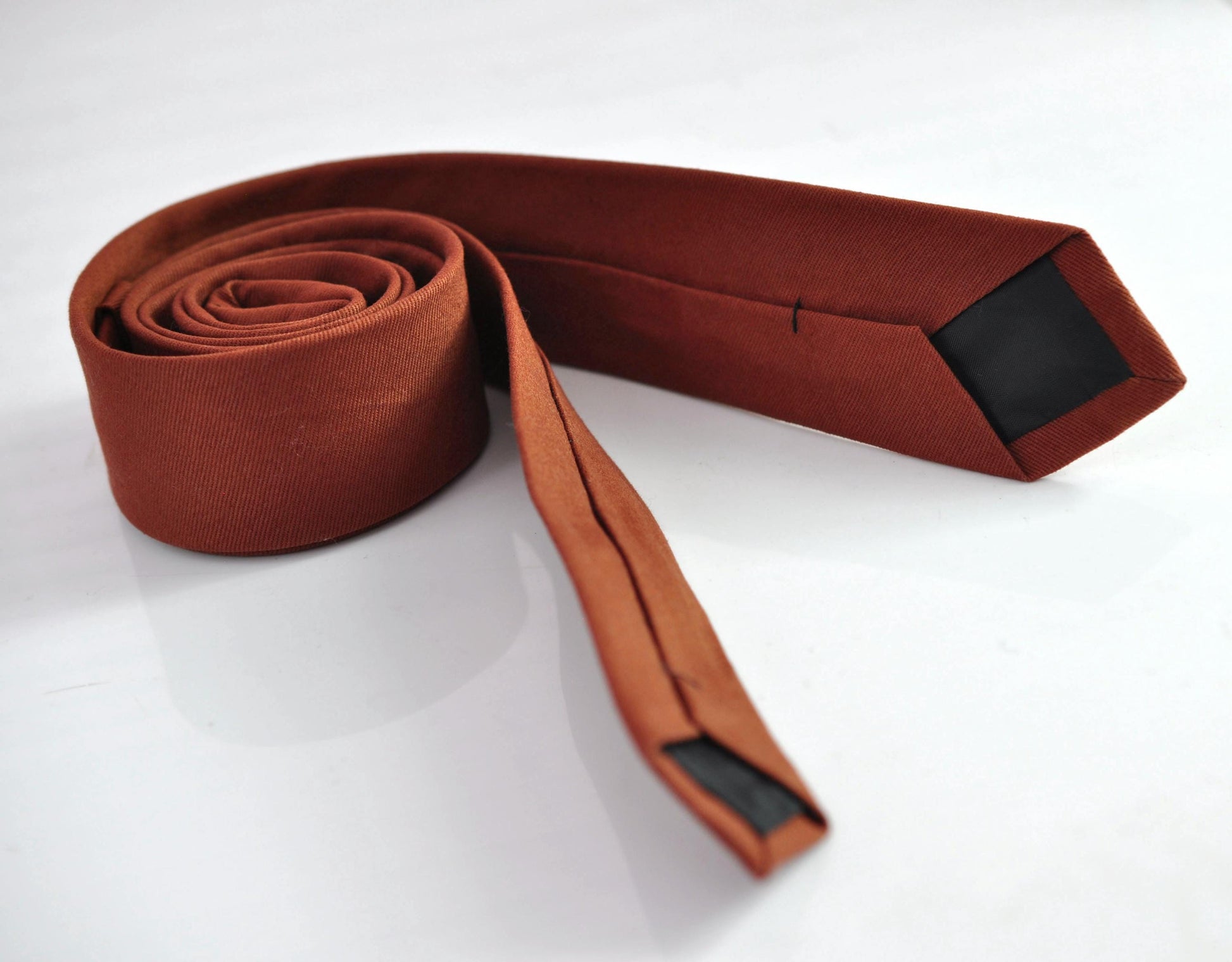 Rust Terracotta Skinny 100% Cotton Necktie Neck Tie + Pocket Squares handkerchief Hanky for Wedding Party Prom
