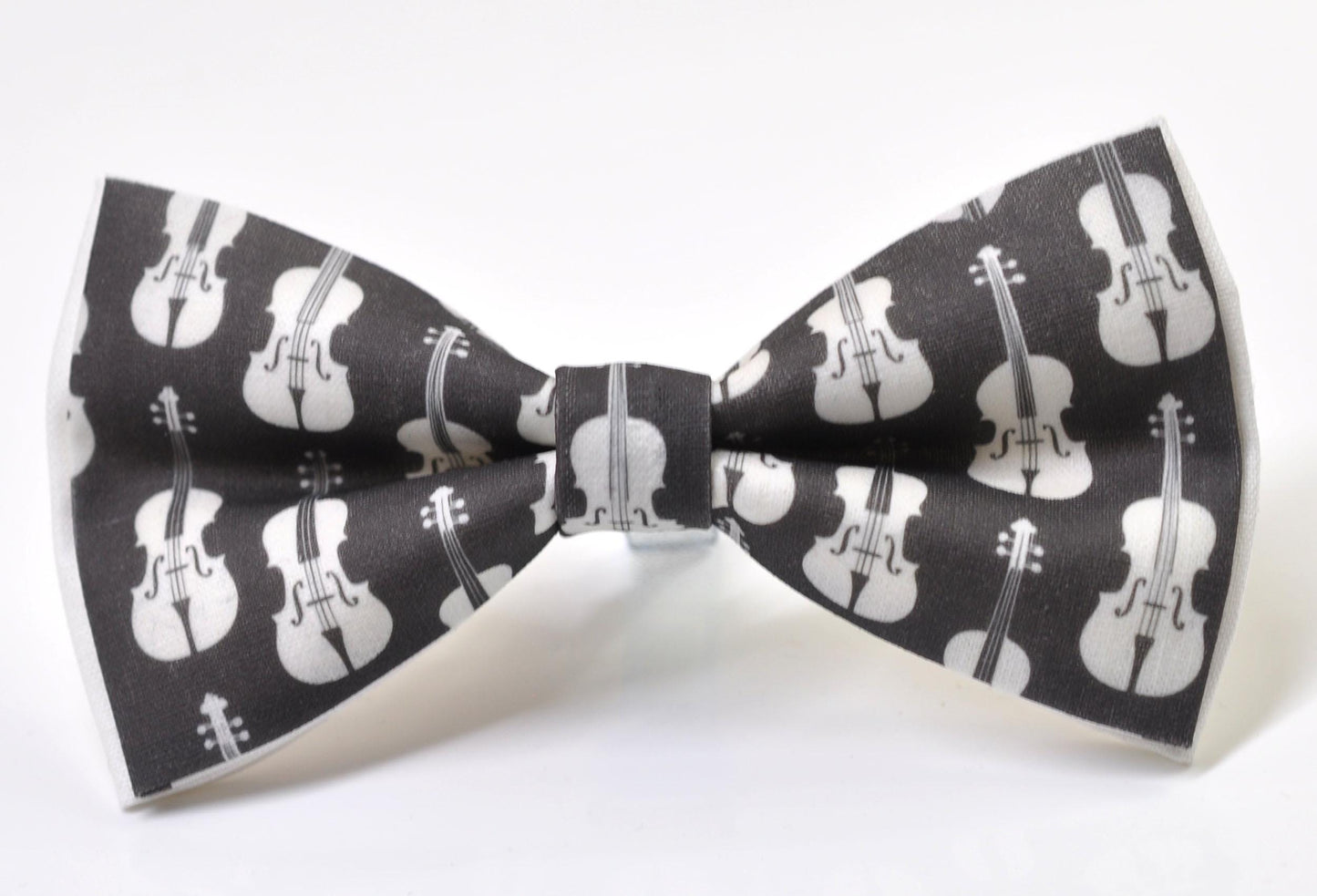 Black White Cotton Music Violin Bow Tie + Black Elastic Suspenders Braces for Men / Youth Teenage / Boy Kids / Baby Infant Toddler
