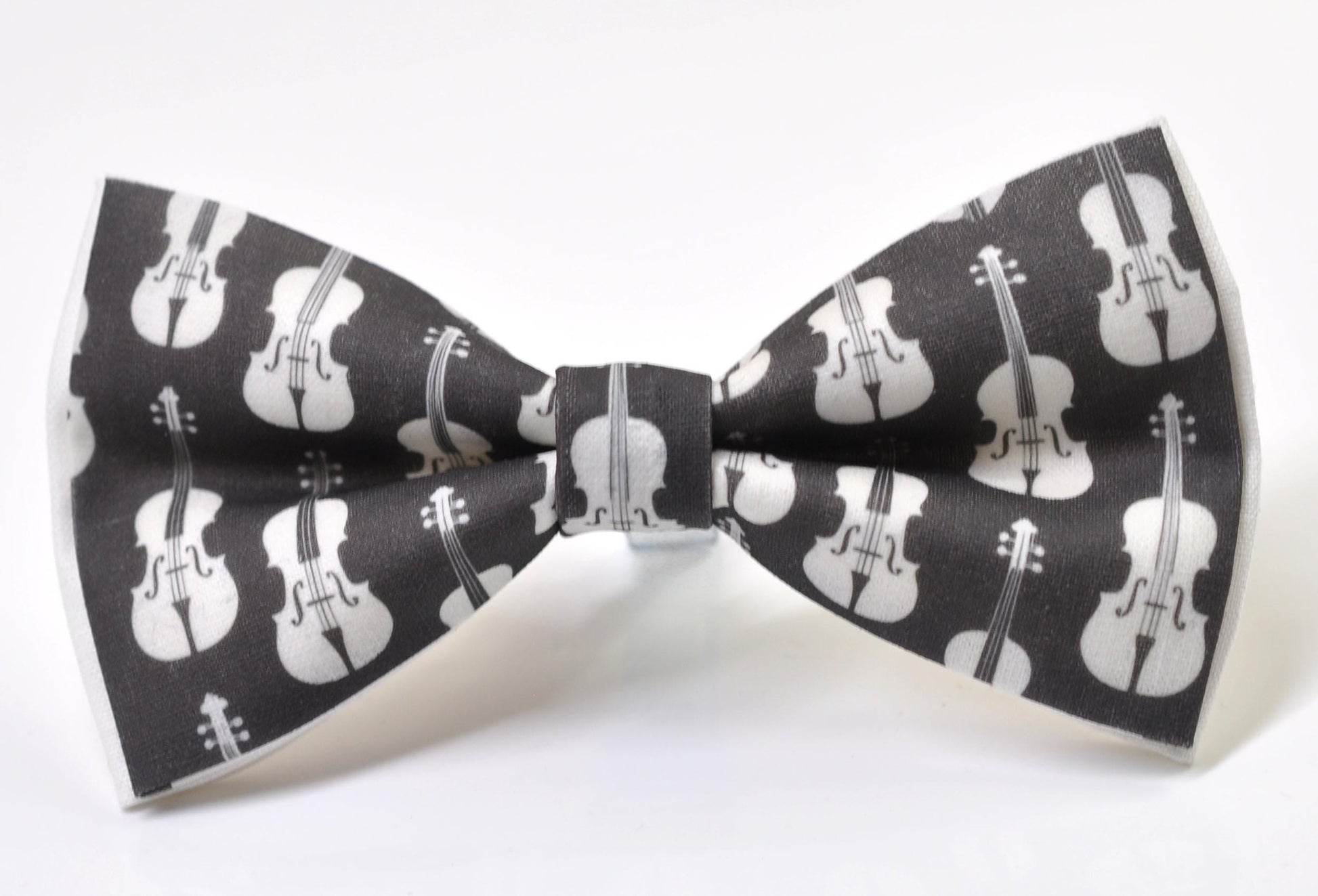 Black White Cotton Music Violin Bow Tie + Black Elastic Suspenders Braces for Men / Youth Teenage / Boy Kids / Baby Infant Toddler