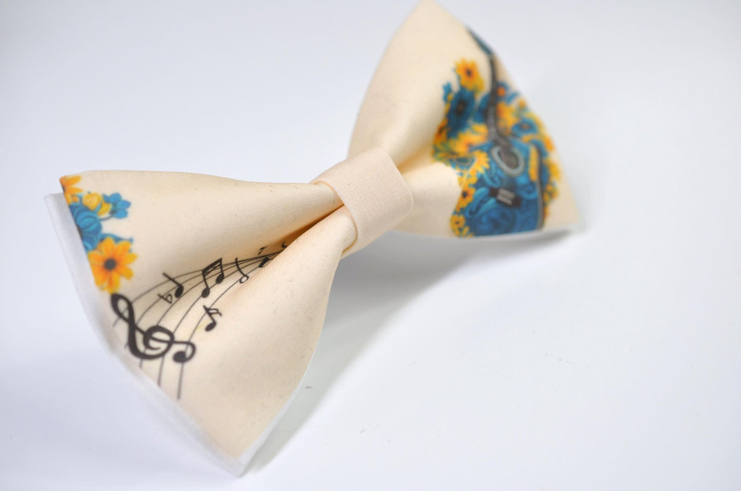 Teal Music Guitar Ivory Beige Bow Tie Bowtie for Baby Infant Toddler/ Page Boy Kids Toddler / Teenage Youth / Adult