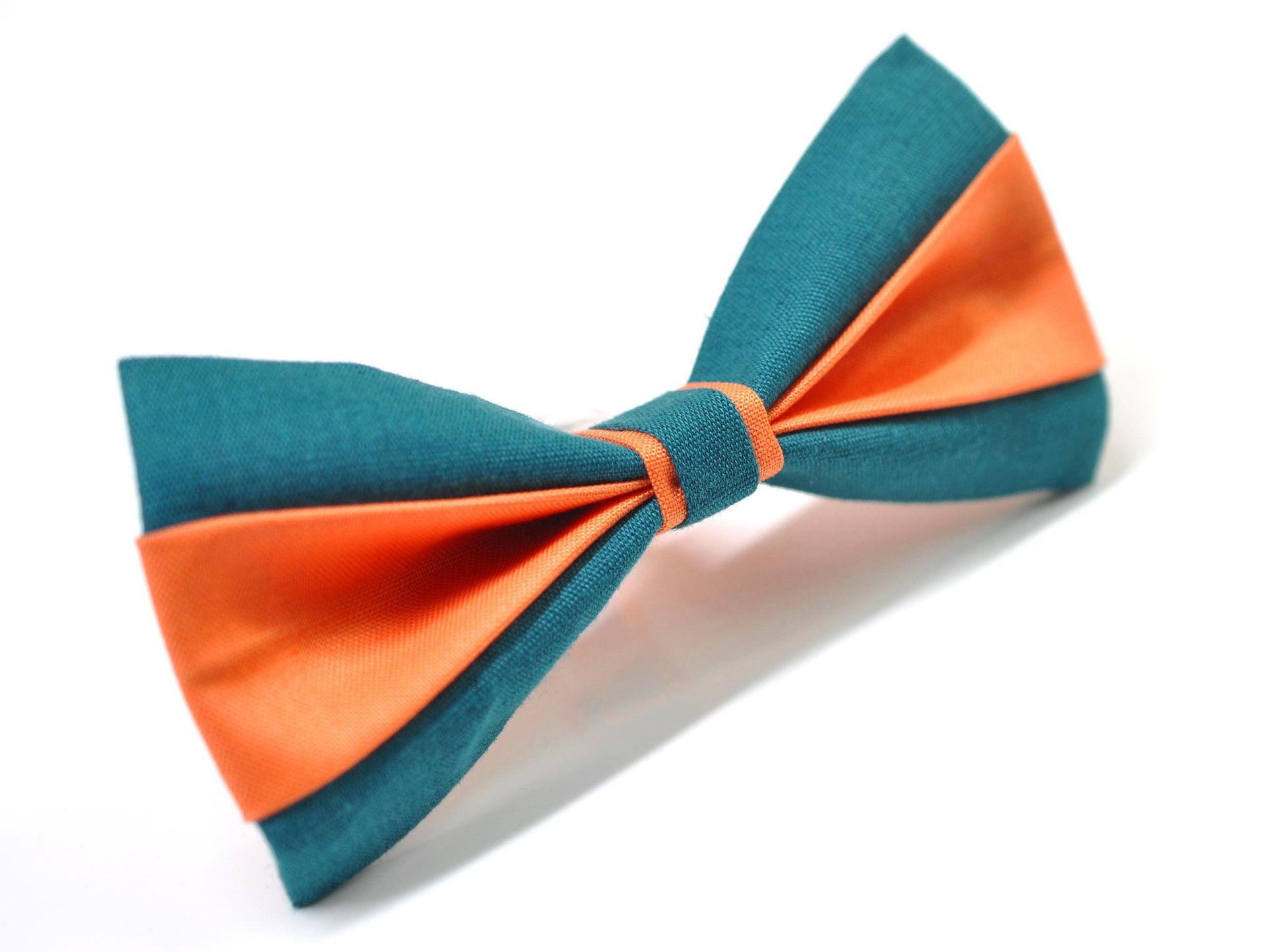Teal Blue Coral Orange Cotton Pre tied Bow tie Bowtie for Men Adult / Youth Teenage / Boy Kids / Baby Infant