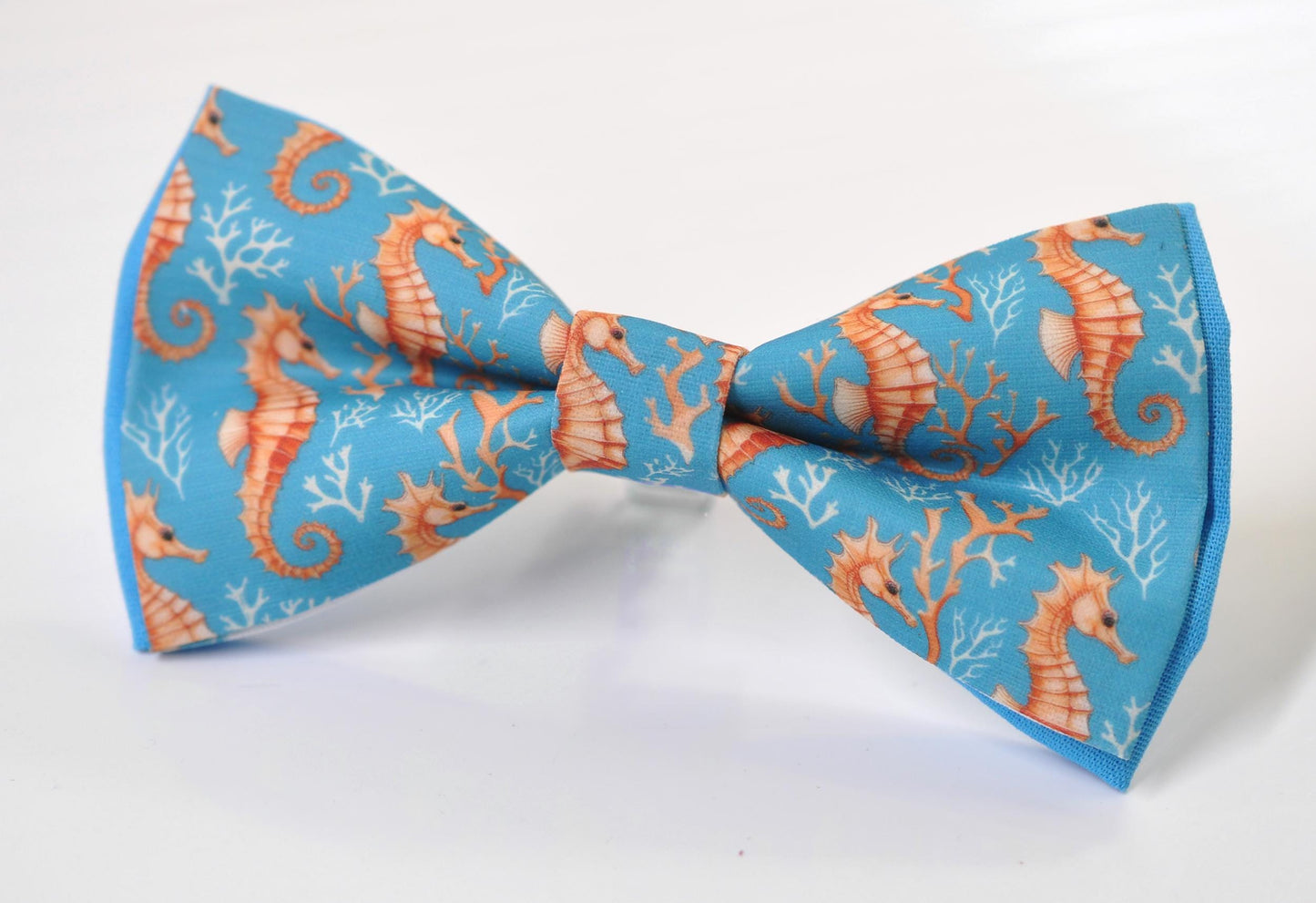 Gold Seahorse & Seaweed Blue Bow tie Bowtie + Burnt Orange Suspenders Braces for Men / Youth Teenage/ Boys Kids / Baby Infant Toddler