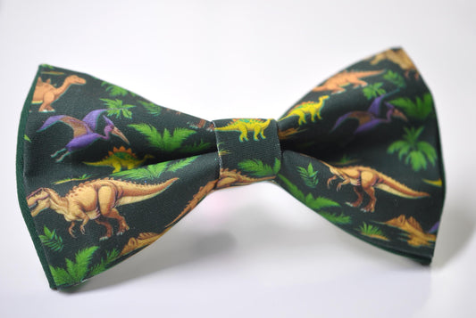 Green Dinosaur Pretied Bow tie Bowtie with Fun Jurassic Dino Print for Men / Youth / Boy Kids / Toddler Baby Infant