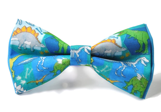 Blue Dinosaur Pretied Bow tie Bowtie with Fun Jurassic Dino Print for Men / Youth / Boy Kids / Toddler Baby Infant