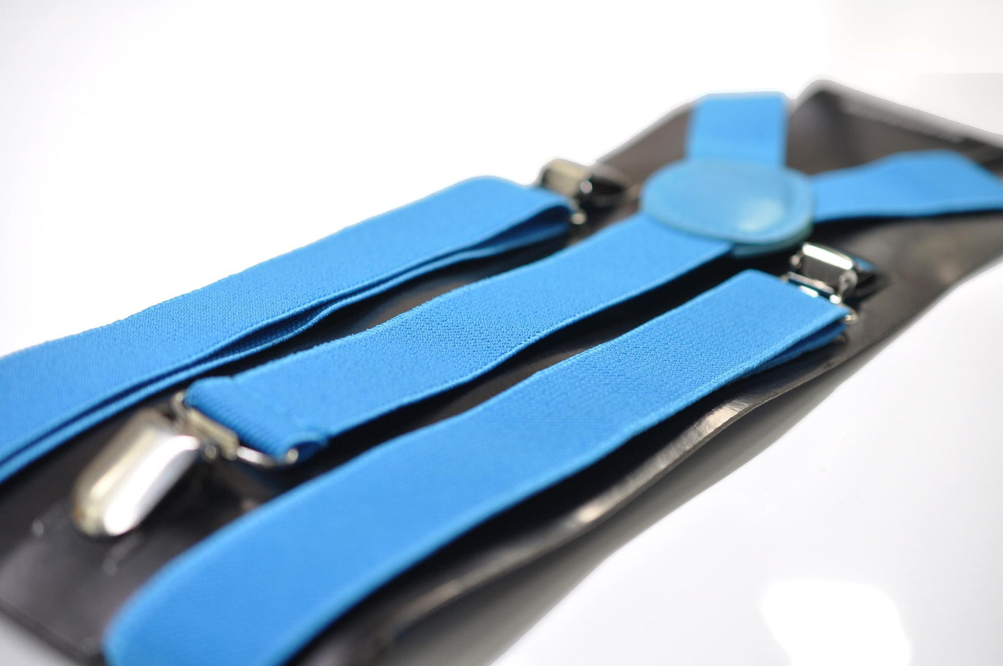 Bright SKY Blue 25MM Elastic Y-Back Suspenders Braces Silver Clips for Men Adult / Youth Teenage / Kids Boy /Toddler Baby Infant