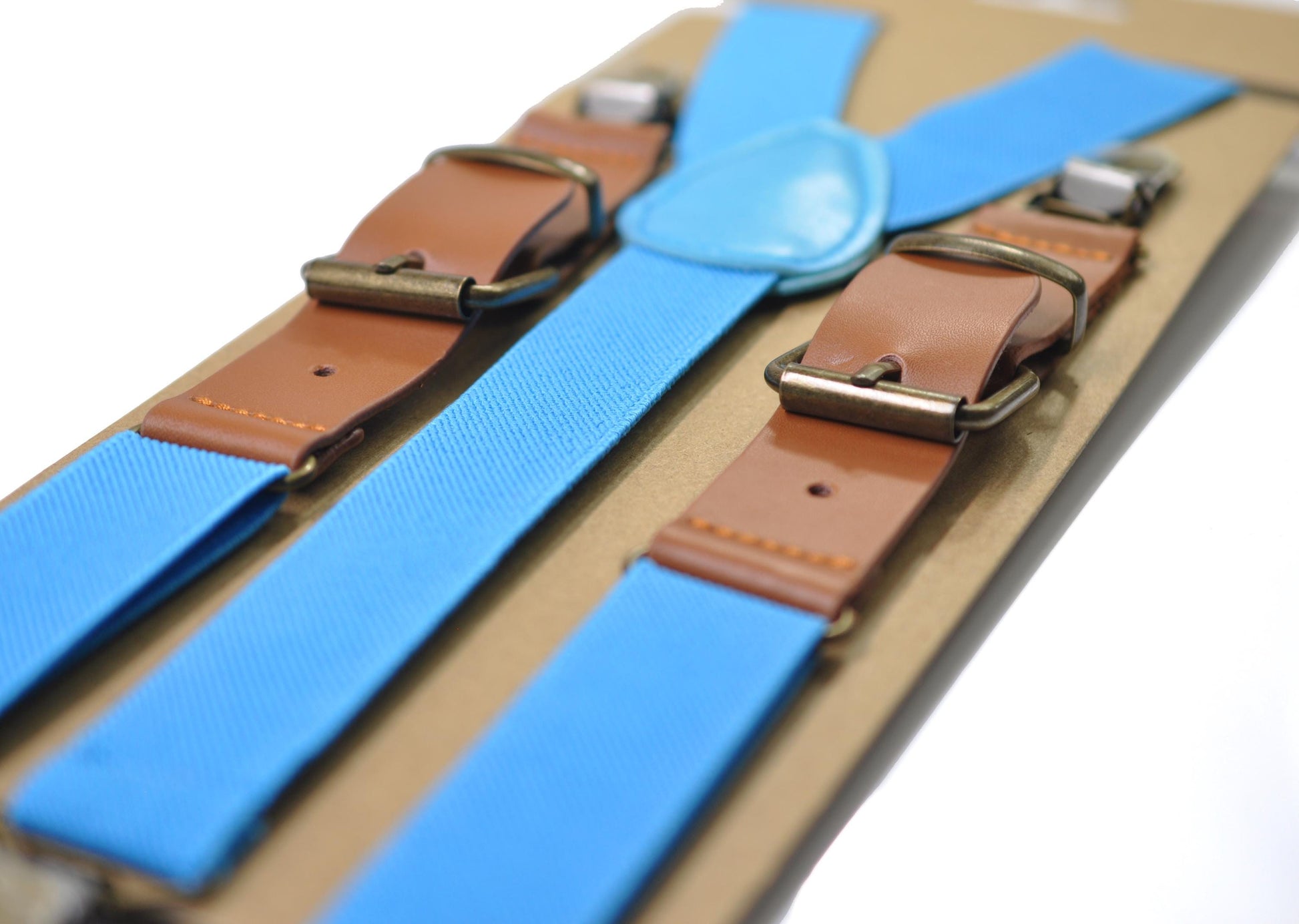 Gold Seahorse & Seaweed Blue Bow tie Bowtie + Sky Blue Suspenders Braces for Men / Youth Teenage/ Boys Kids / Baby Infant Toddler