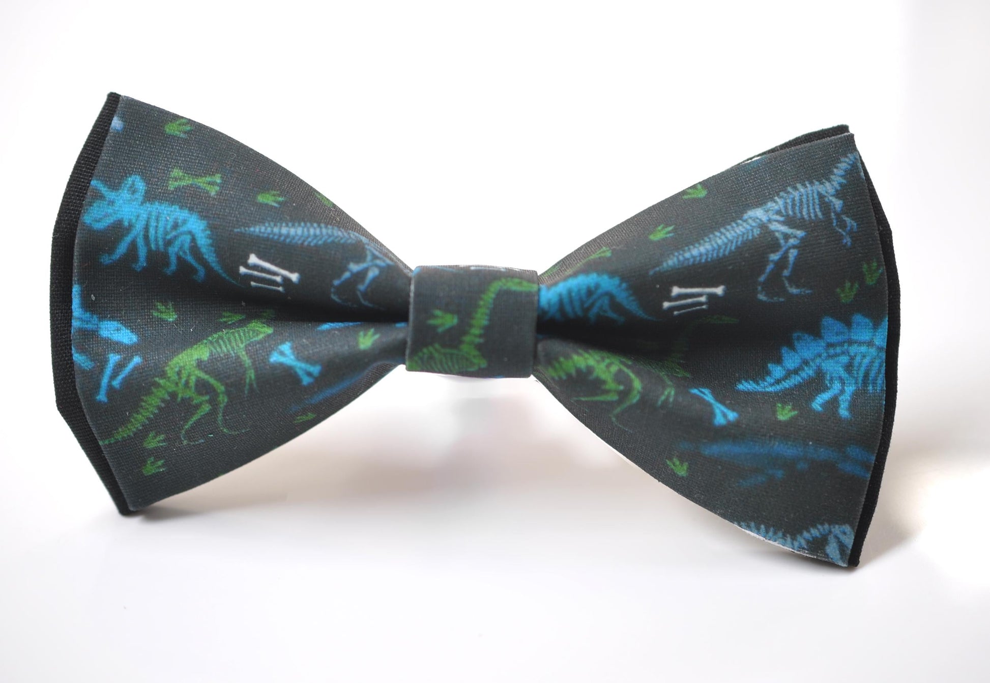 Blue Green Dinosaur Black Pretied Bow tie Bowtie with Fun Jurassic Dino Print for Men / Youth / Boy Kids / Toddler Baby Infant