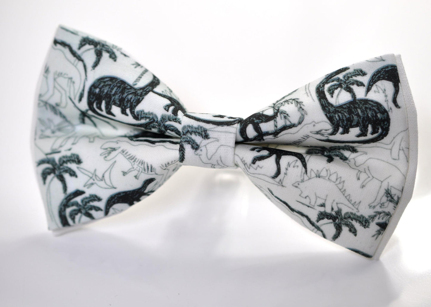 White Black Dinosaur Pretied Bow tie Bowtie with Fun Jurassic Dino Print for Men / Youth / Boy Kids / Toddler Baby Infant