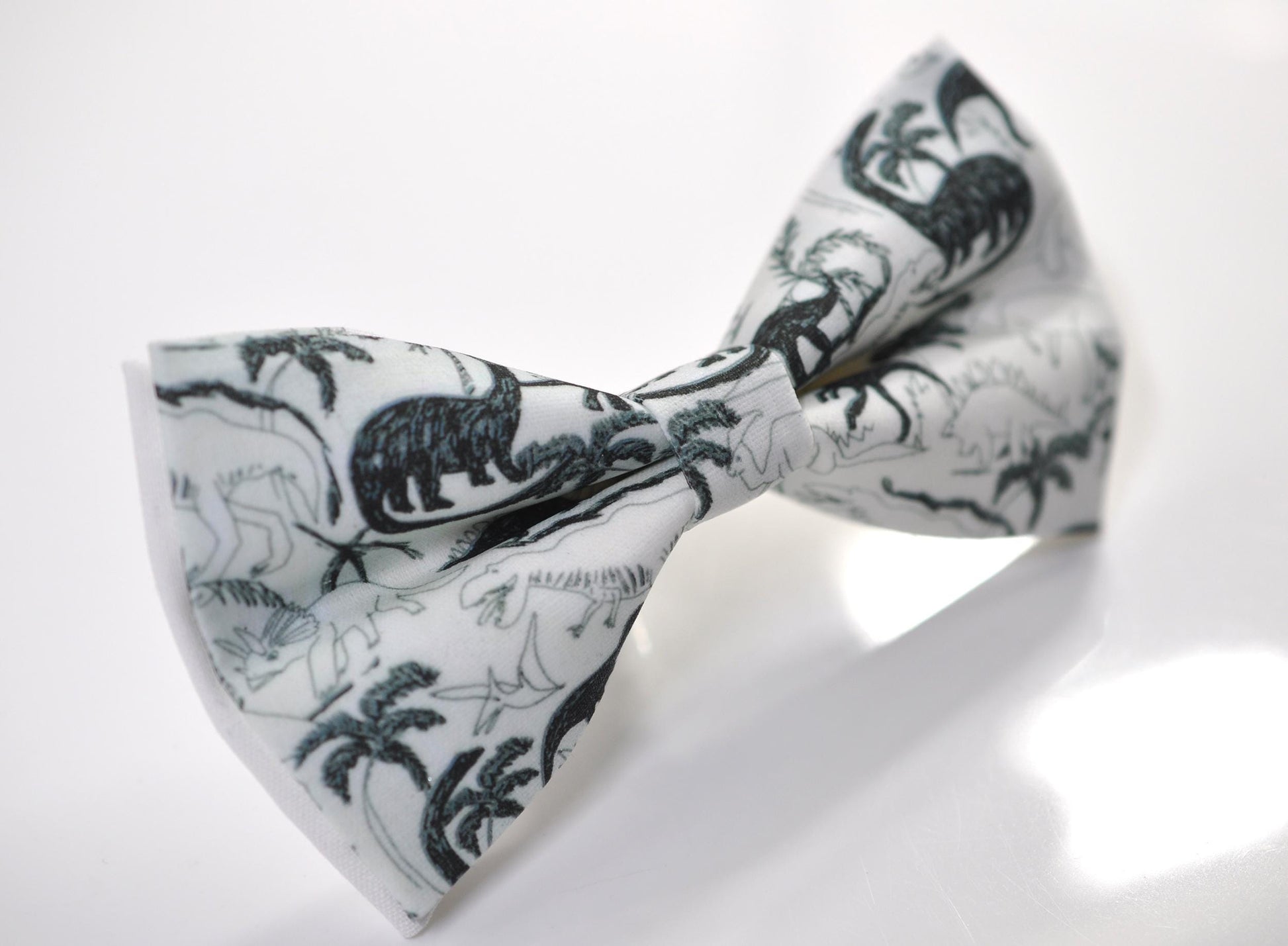White Black Dinosaur Pretied Bow tie Bowtie with Fun Jurassic Dino Print for Men / Youth / Boy Kids / Toddler Baby Infant