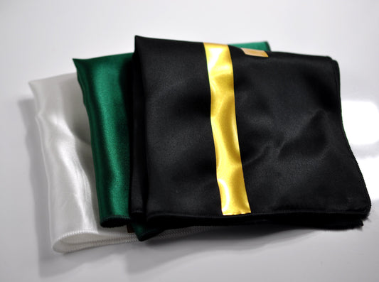 Men Men's Silk Green White Black and Gold Shining Handmade Pocket Squares for Wedding Formal Hanky Handkerchief