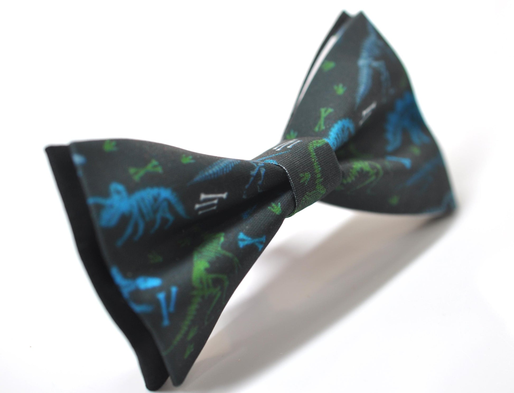 Blue Green Dinosaur Black Pretied Bow tie Bowtie with Fun Jurassic Dino Print for Men / Youth / Boy Kids / Toddler Baby Infant