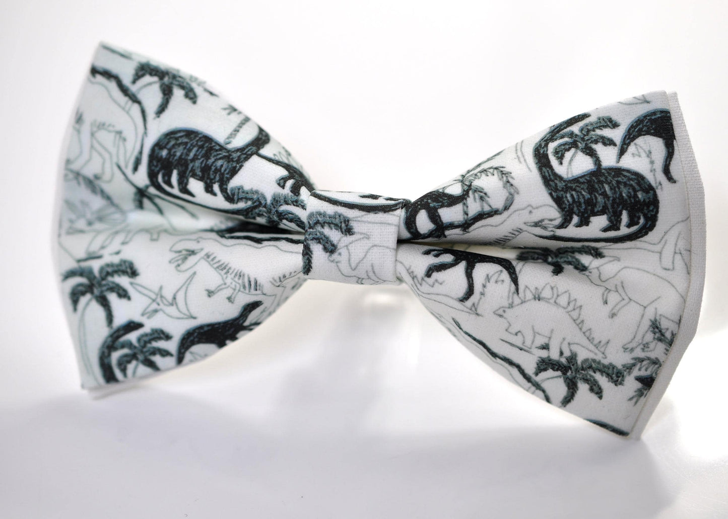 Black Dinosaur White Cotton Bow tie Bowtie + White Suspenders Braces for Men / Youth Teenage/ Boys Kids / Baby Infant Toddler