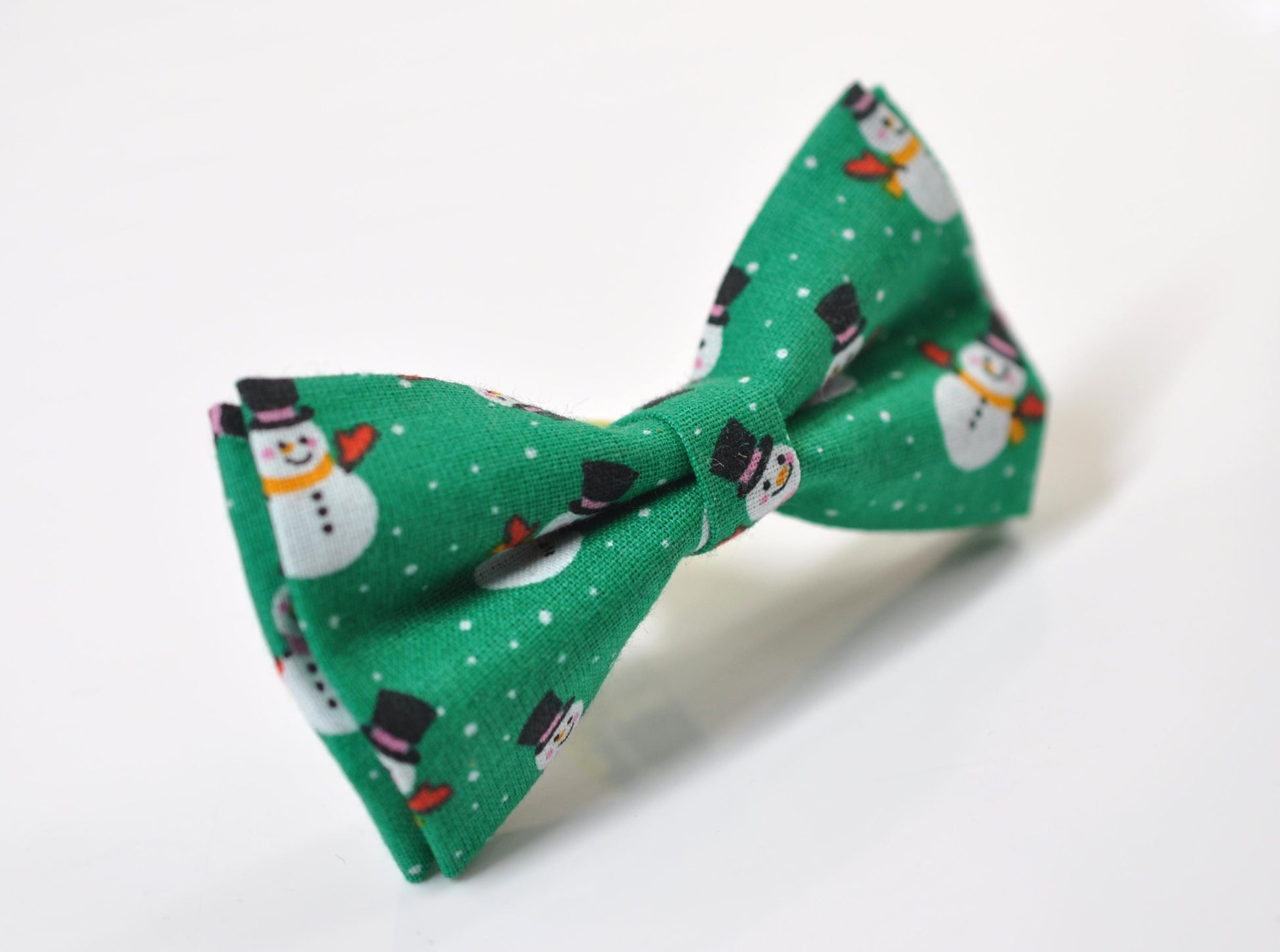 White Snowman Snow Man Green Christmas Xmas Cotton Bow tie Bowtie Pocket Square for Baby Infant Toddler / Boy Kids / Youth / Men Adult