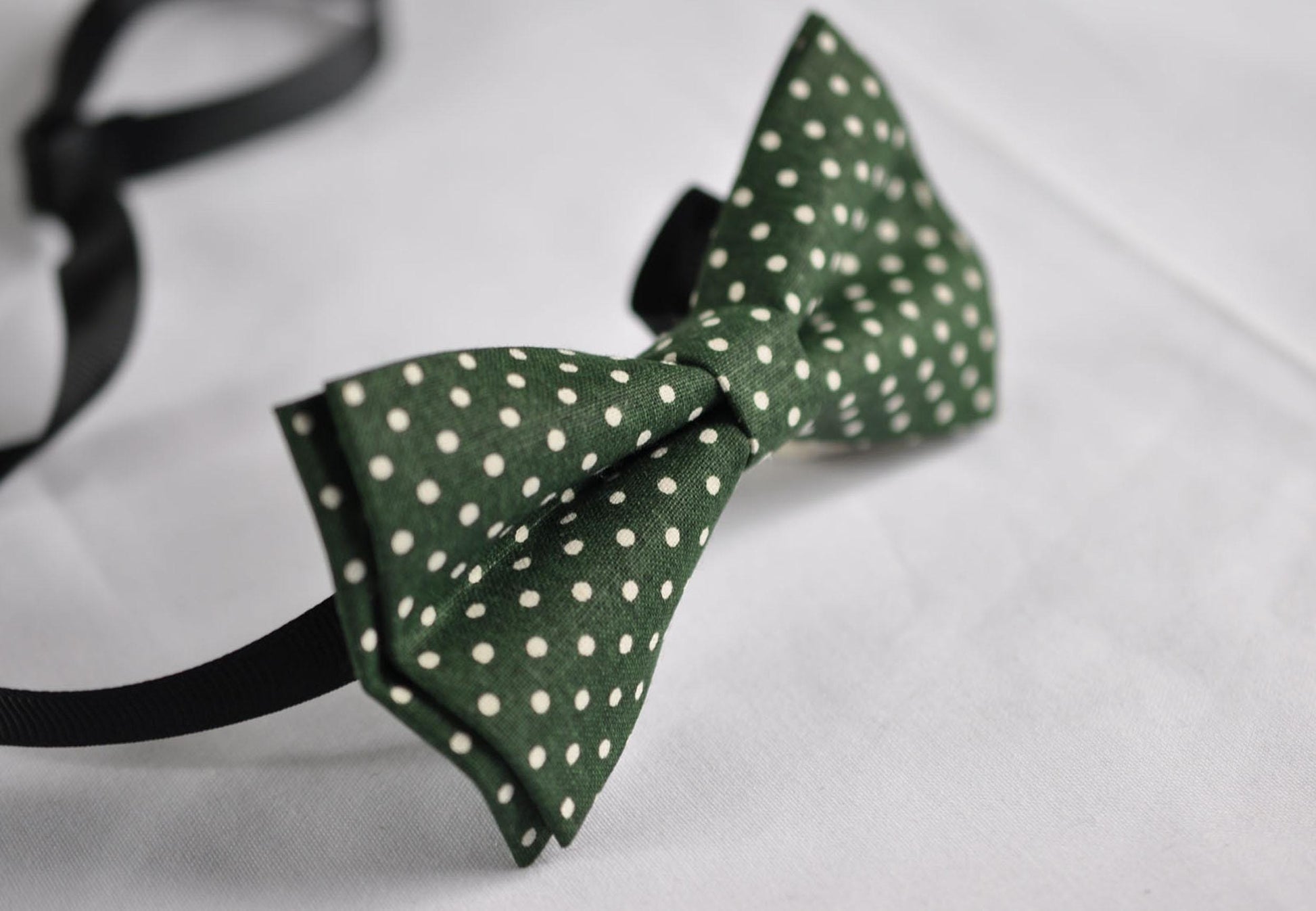 Green White Polka Dots Cotton Bow tie Bowtie + pocket Square Hanky Handkerchief Wedding for Men / Youth / Boys Kids / Baby Infant