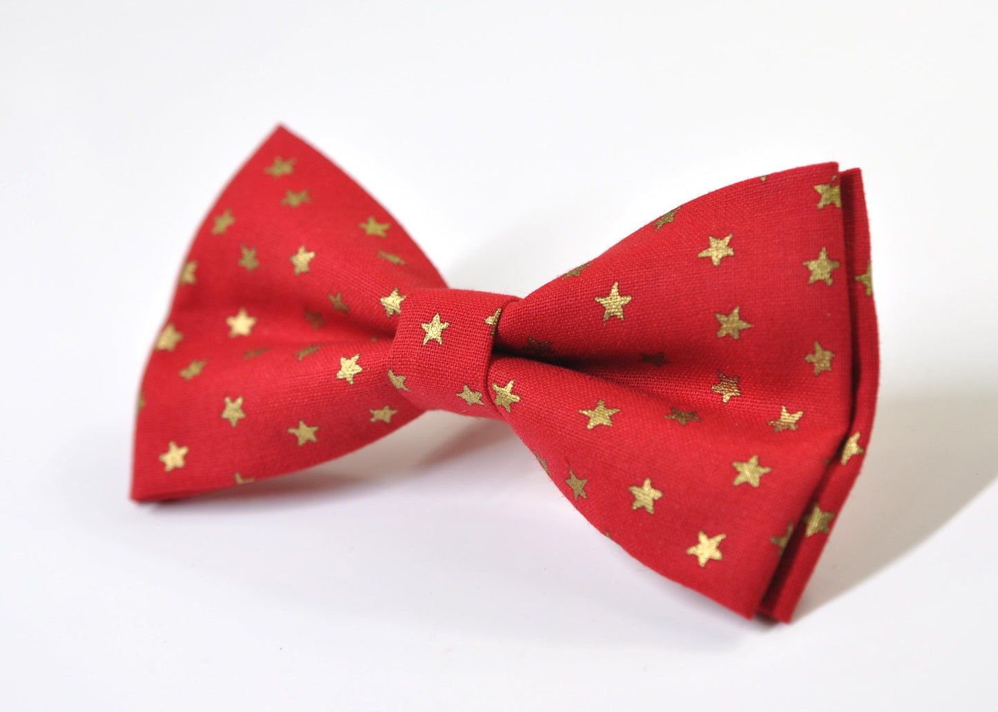 Gold Stars Star Christmas Xmas Cotton Red Bow tie Bowtie Pocket Square for Baby Infant Toddler / Boy Kids / Youth / Men Adult