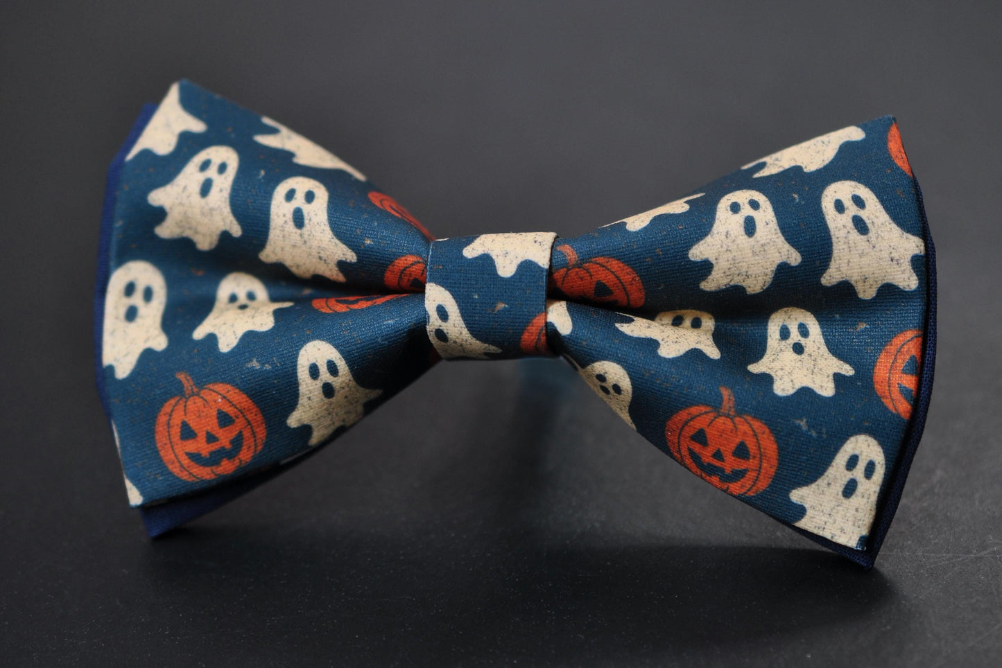 Halloween Ghost & Pumpkin Bow tie Bowtie + Navy Blue Suspenders Braces for Men / Youth Teenage/ Boys Kids / Baby Infant Toddler
