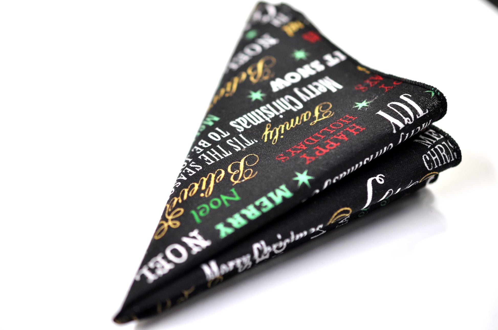 Black Holiday Festive Joy Words Print Christmas Pocket Squares Wedding Formal Hanky Handkerchief