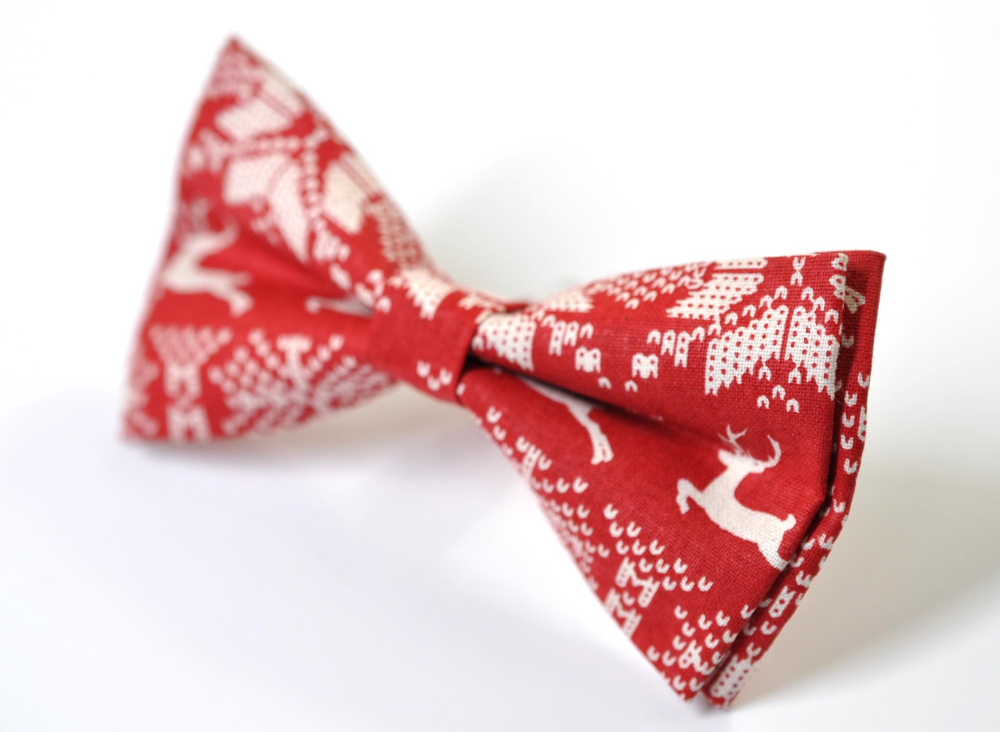 Red White Deer Elks ELK Christmas Xmas Cotton Bow tie Bowtie Pocket Square for Baby Infant Toddler / Boy Kids / Youth Teenage / Men Adult