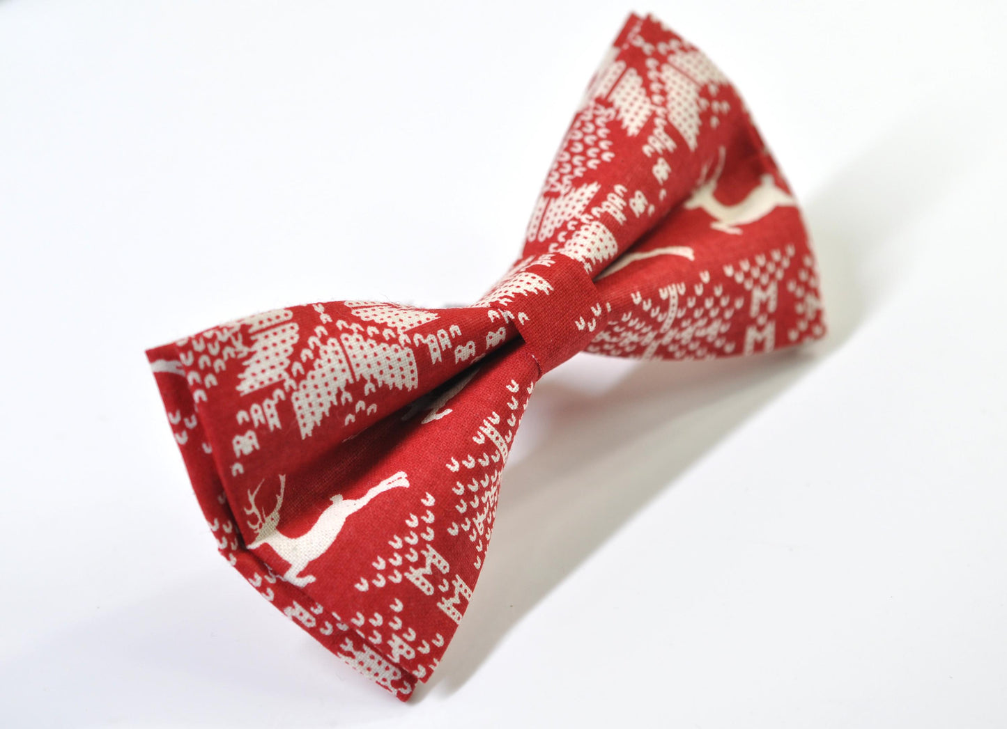 Red White Deer Elks ELK Christmas Xmas Cotton Bow tie Bowtie Pocket Square for Baby Infant Toddler / Boy Kids / Youth Teenage / Men Adult