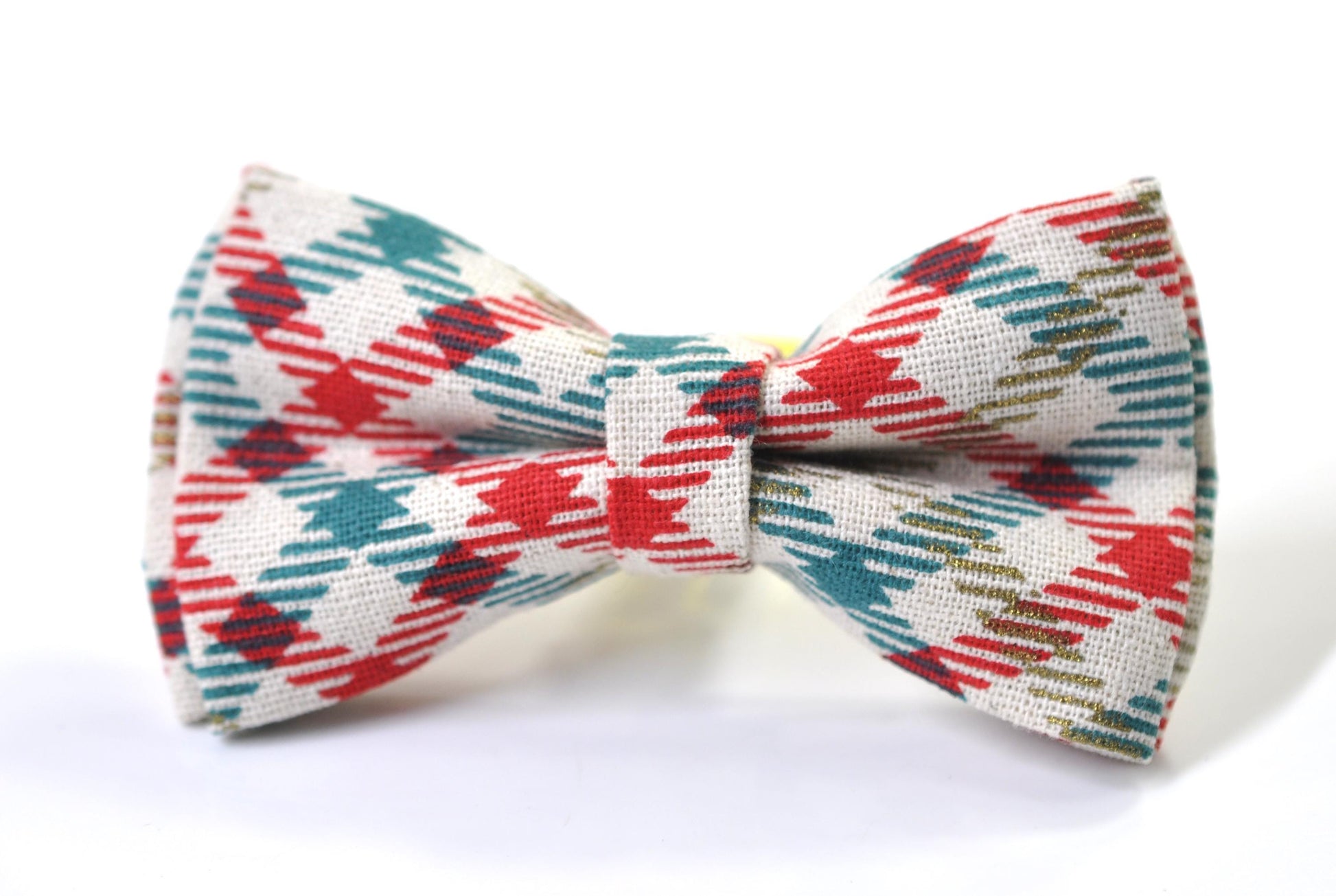 Red Green Plaid Checkered off White Cotton Christmas Bow tie Bowtie Pocket Square for Baby Infant Toddler / Boy Kids / Youth / Men Adult