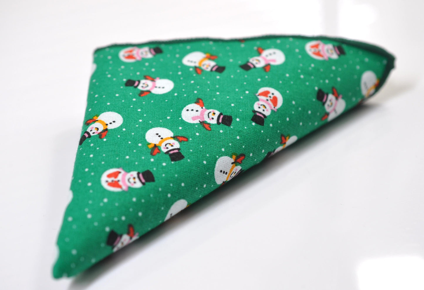 White Snowman Snow Man Green Christmas Xmas Cotton Bow tie Bowtie Pocket Square for Baby Infant Toddler / Boy Kids / Youth / Men Adult