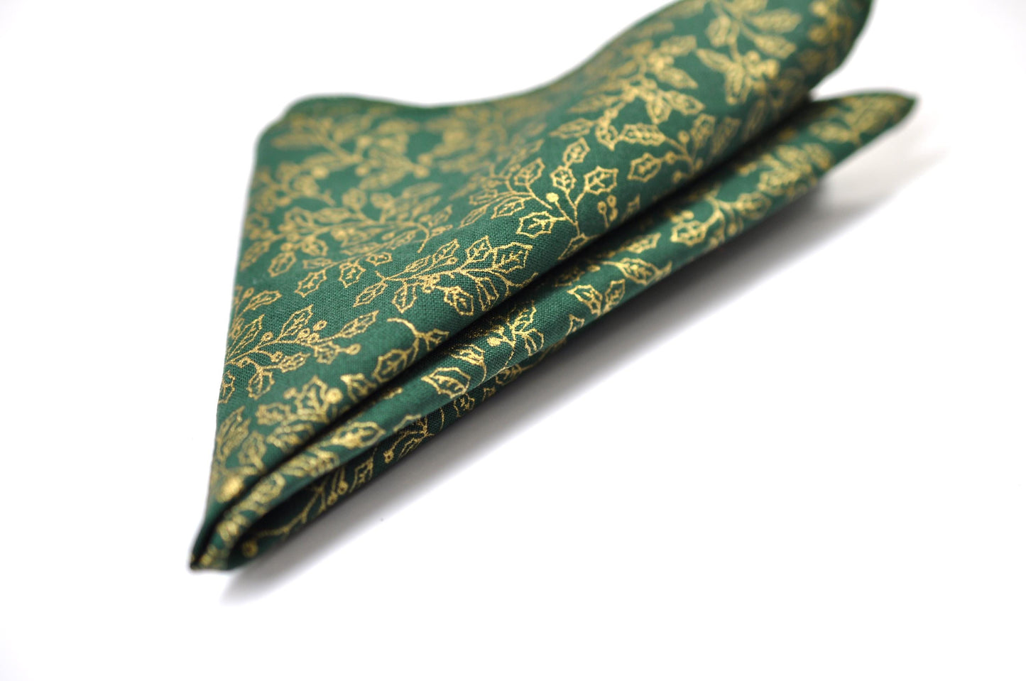 Gold Holly Leaf Christmas Xmas Cotton Bow tie Bowtie Pocket Square for Baby Infant Toddler / Boy Kids / Youth / Men Adult