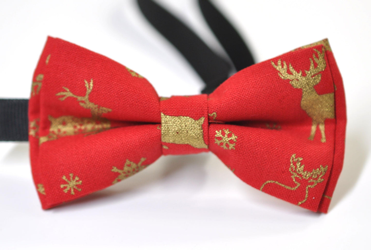 Gold Elk Elks Red Christmas Bow tie Bowtie + Pocket Squares +Red Suspenders Braces Men /Youth/ Boys Kids/ Baby Infant Toddler